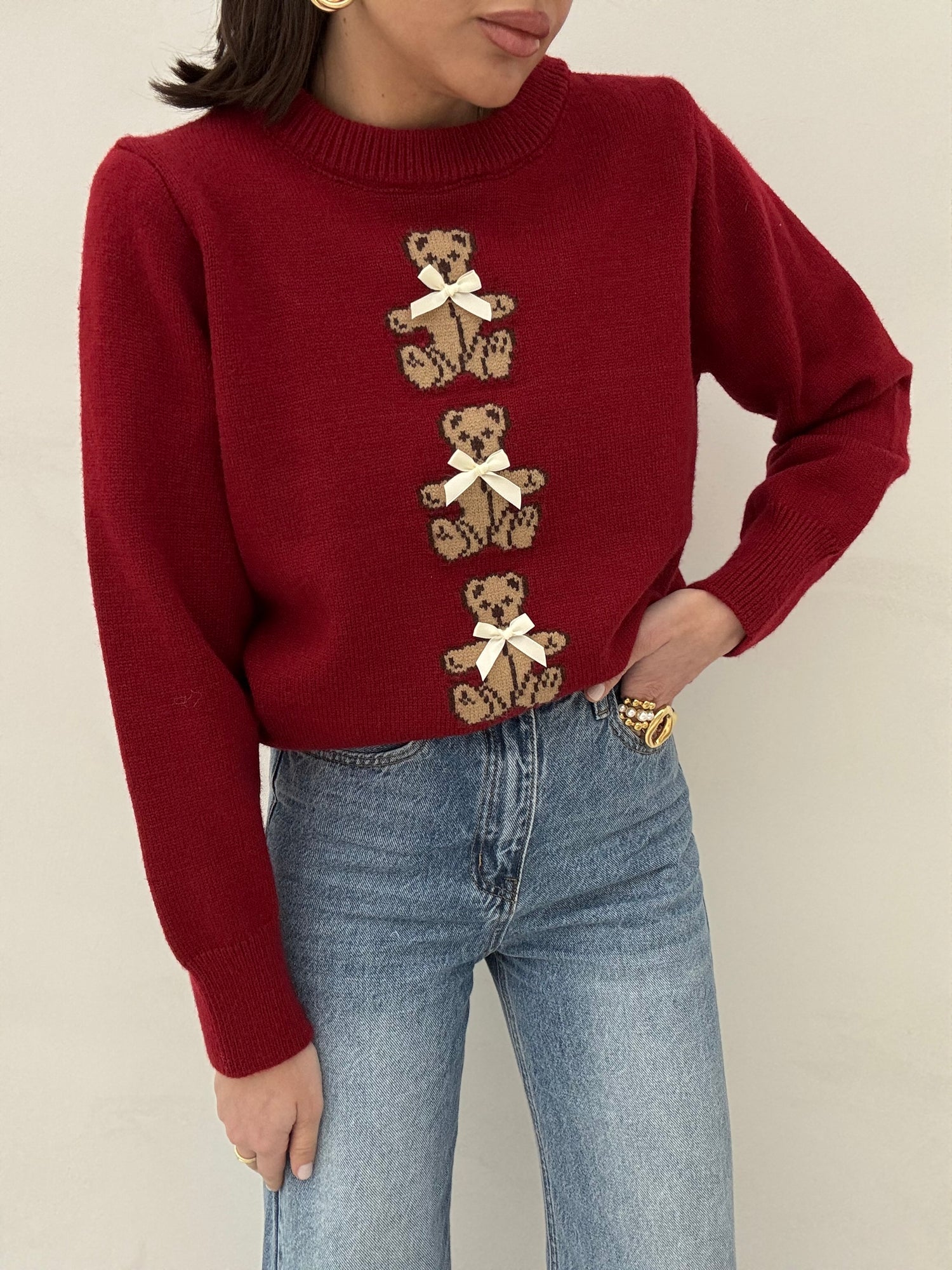 Maglione ‘TRHEE TEDDY’ Rosso