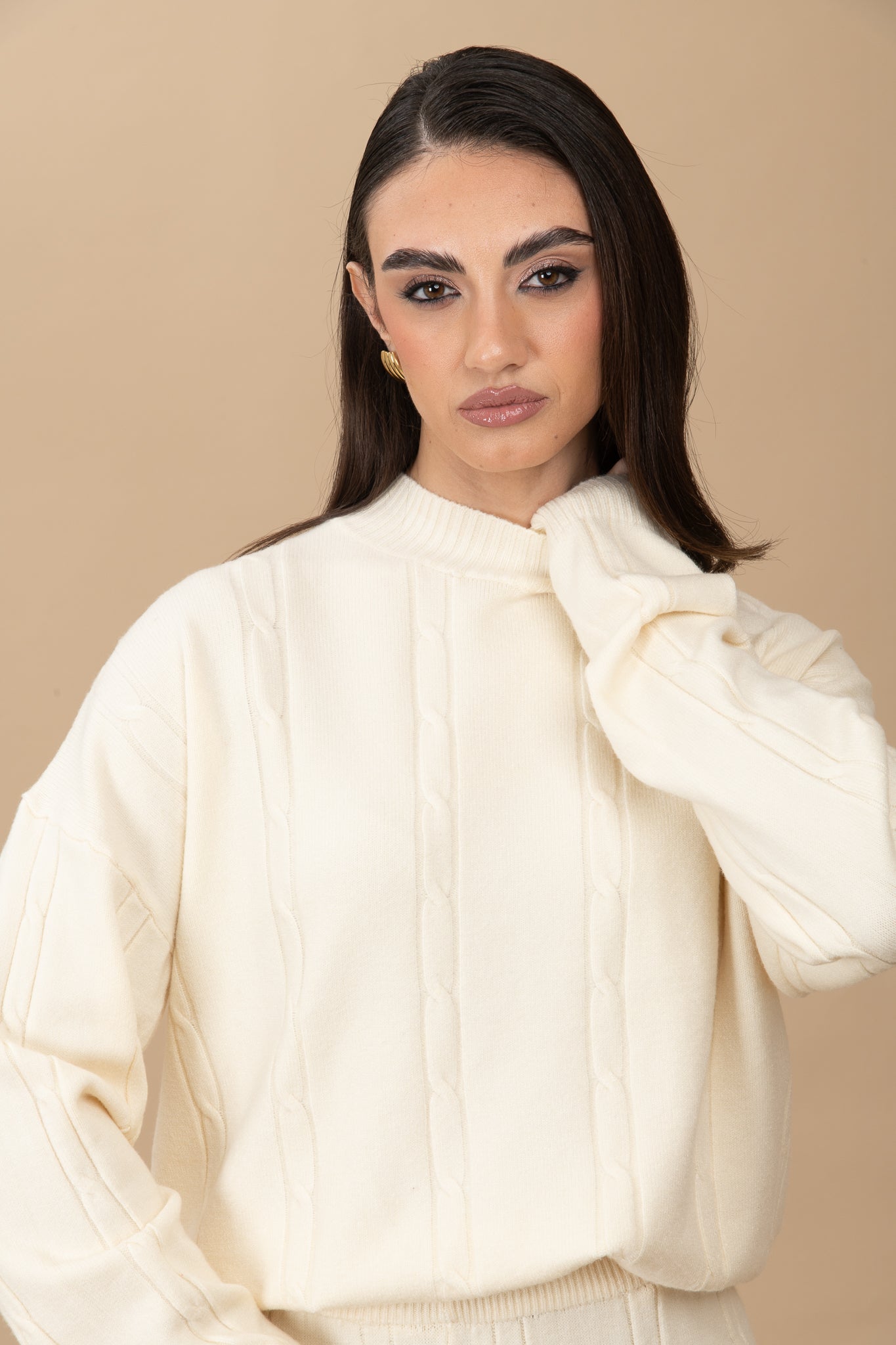 Coordinato ‘TRECCIA LANA RASATA’ Panna