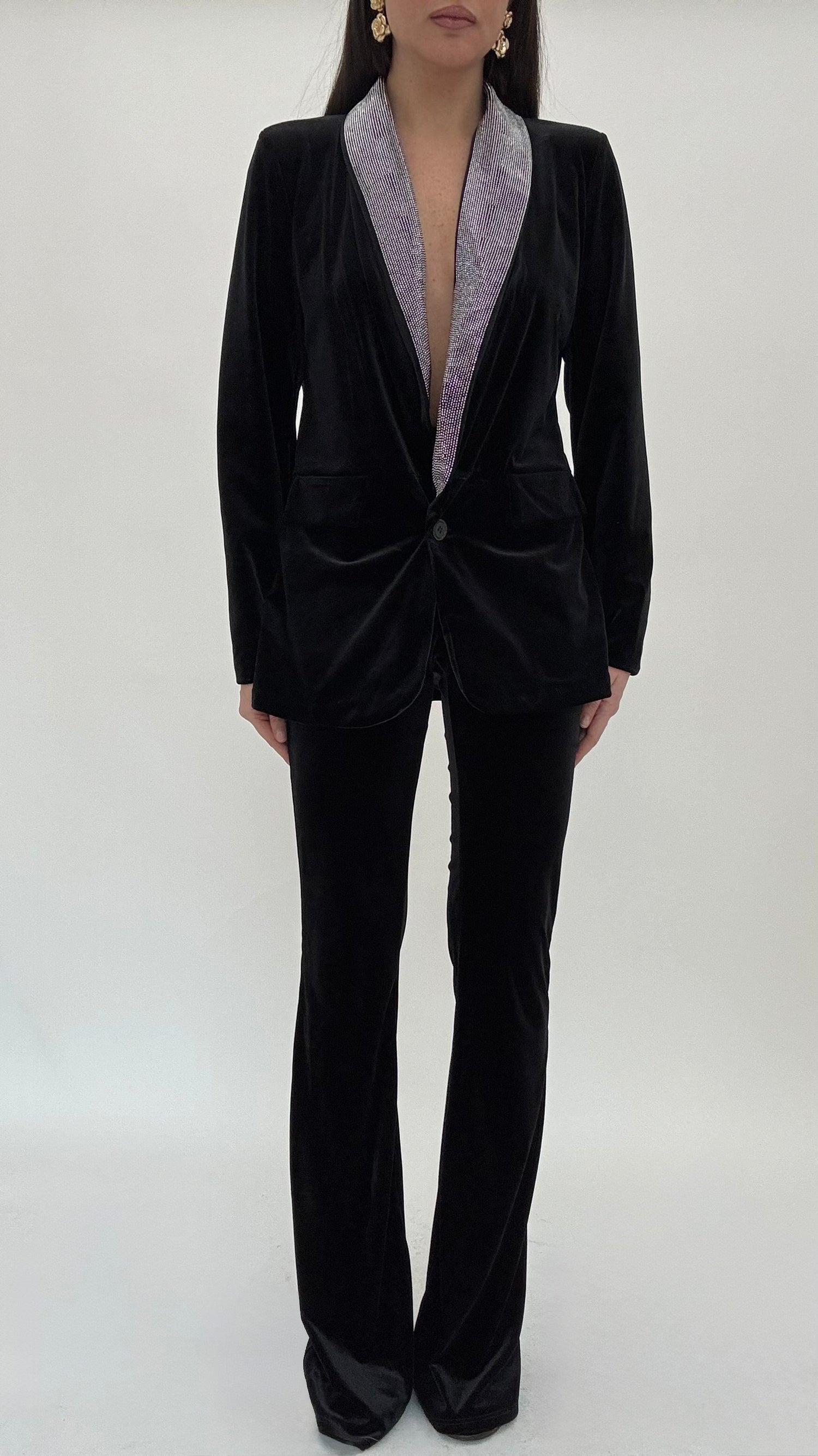 Tailleur in velluto con strass