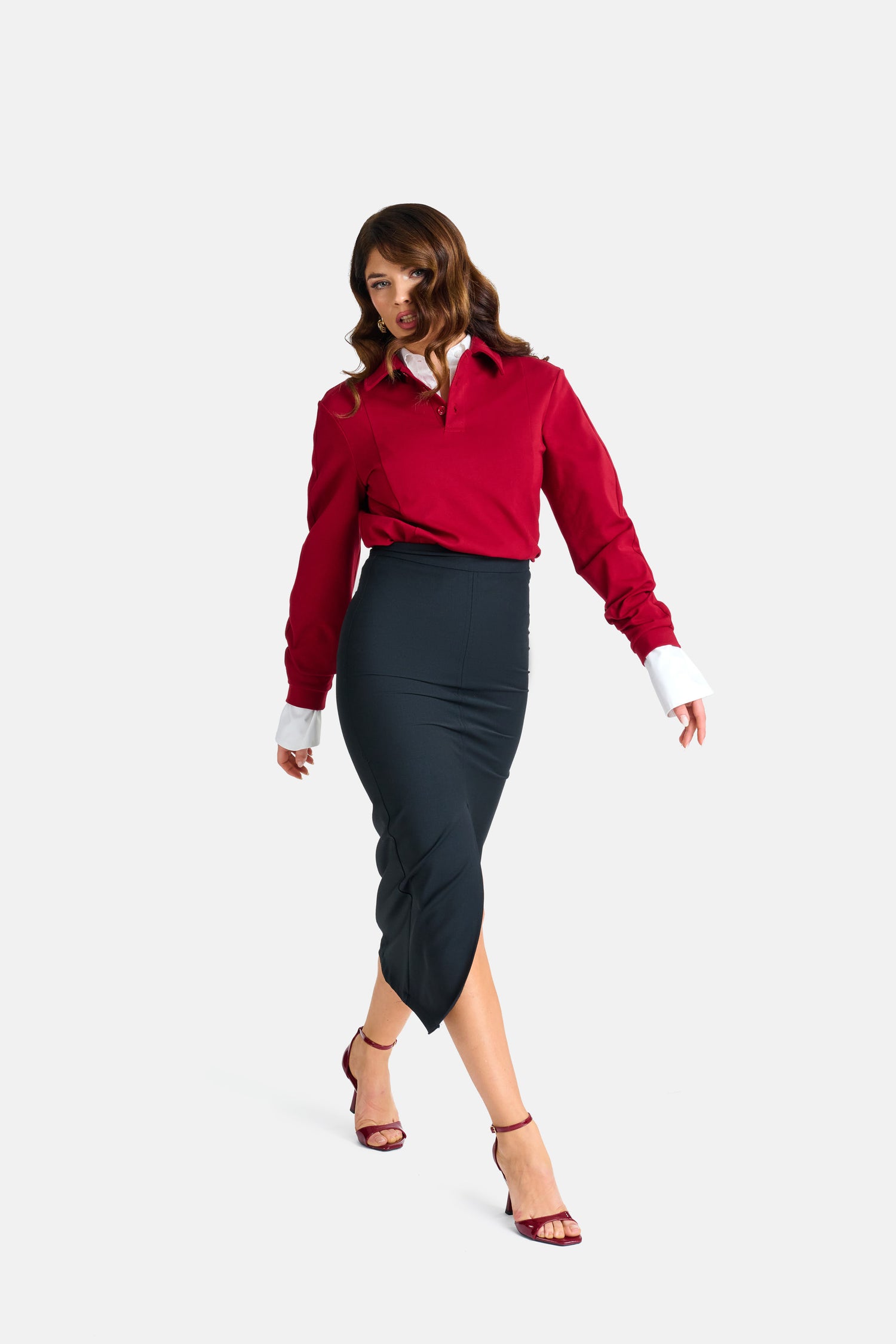 Gonna longuette ‘52% LANA 3&33’ Nera