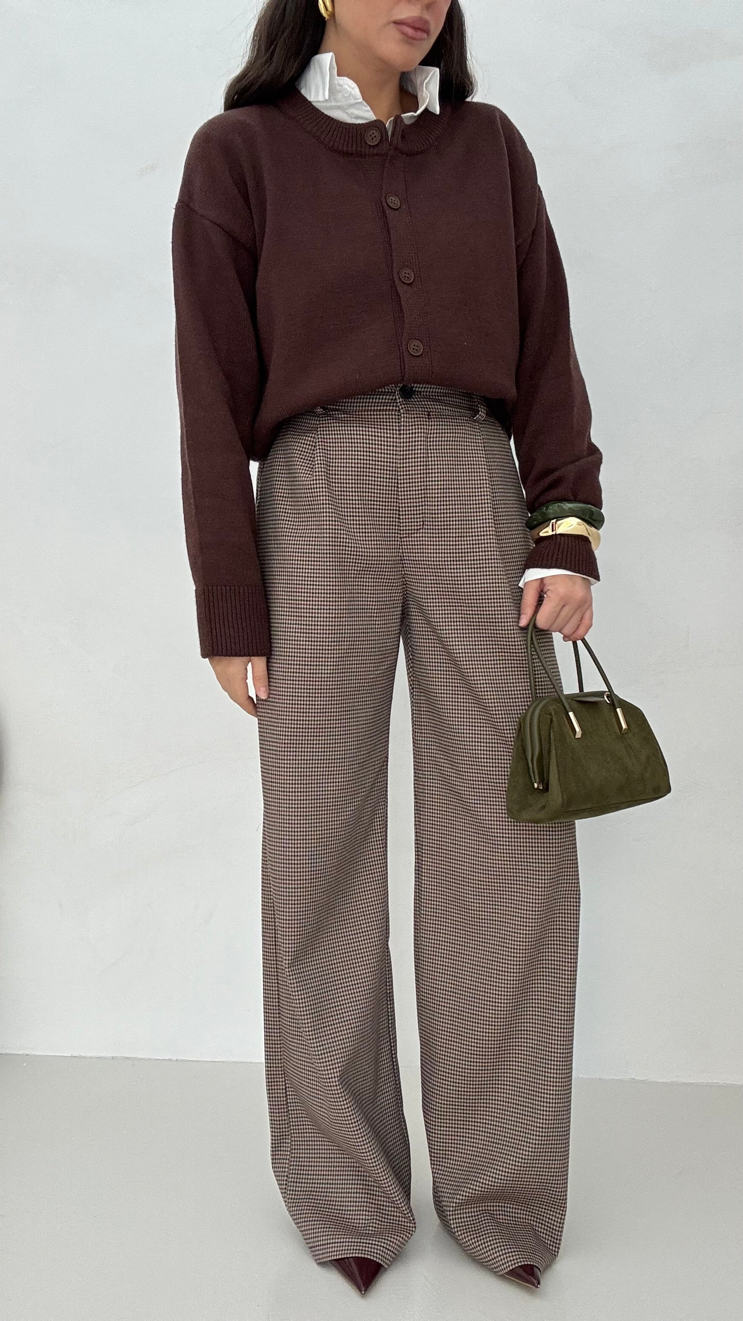 Pantalone ‘PIED DE POULE’ Base Cacao