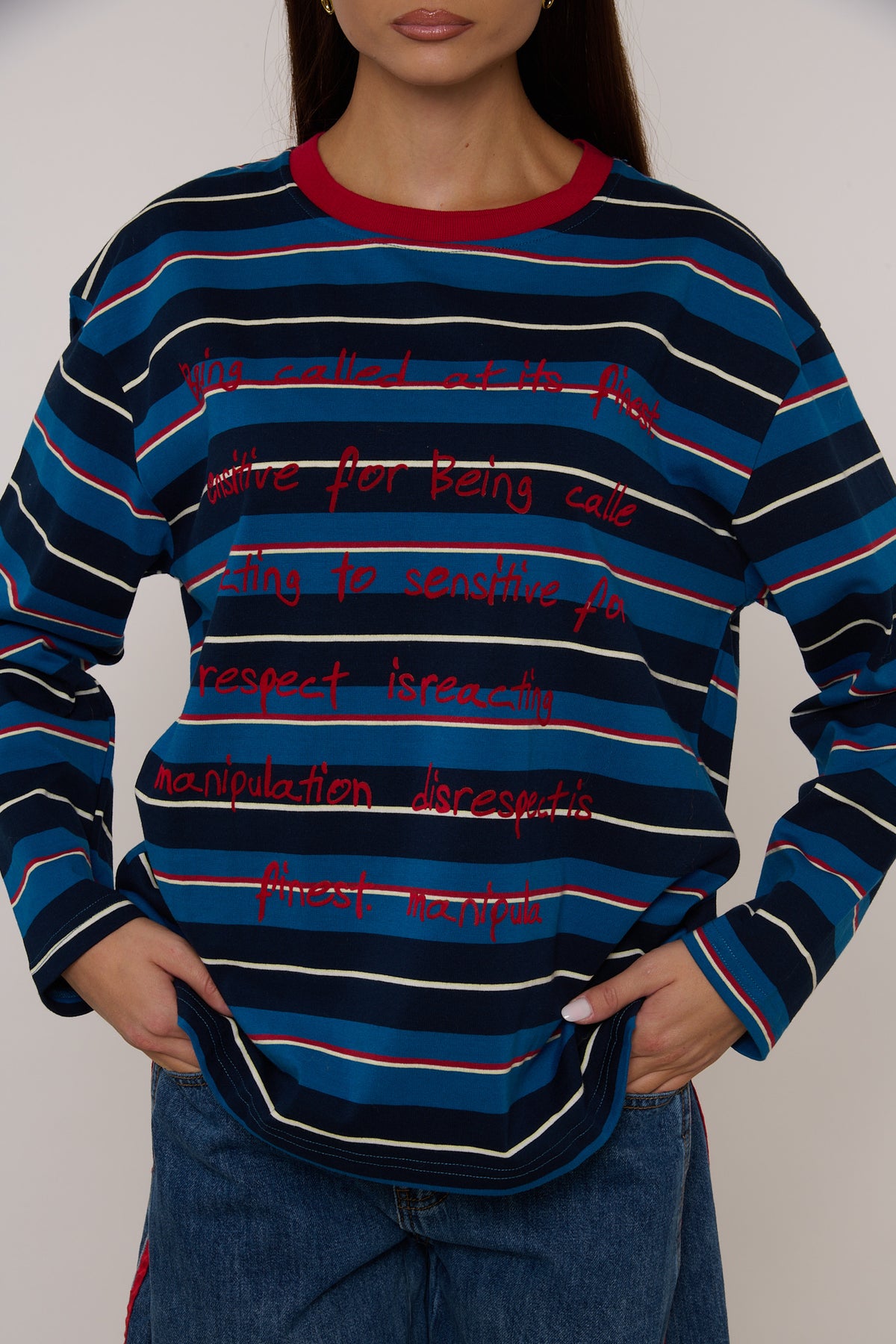 Maglia ‘100% COTONE’ Righe Blu e Azzurre