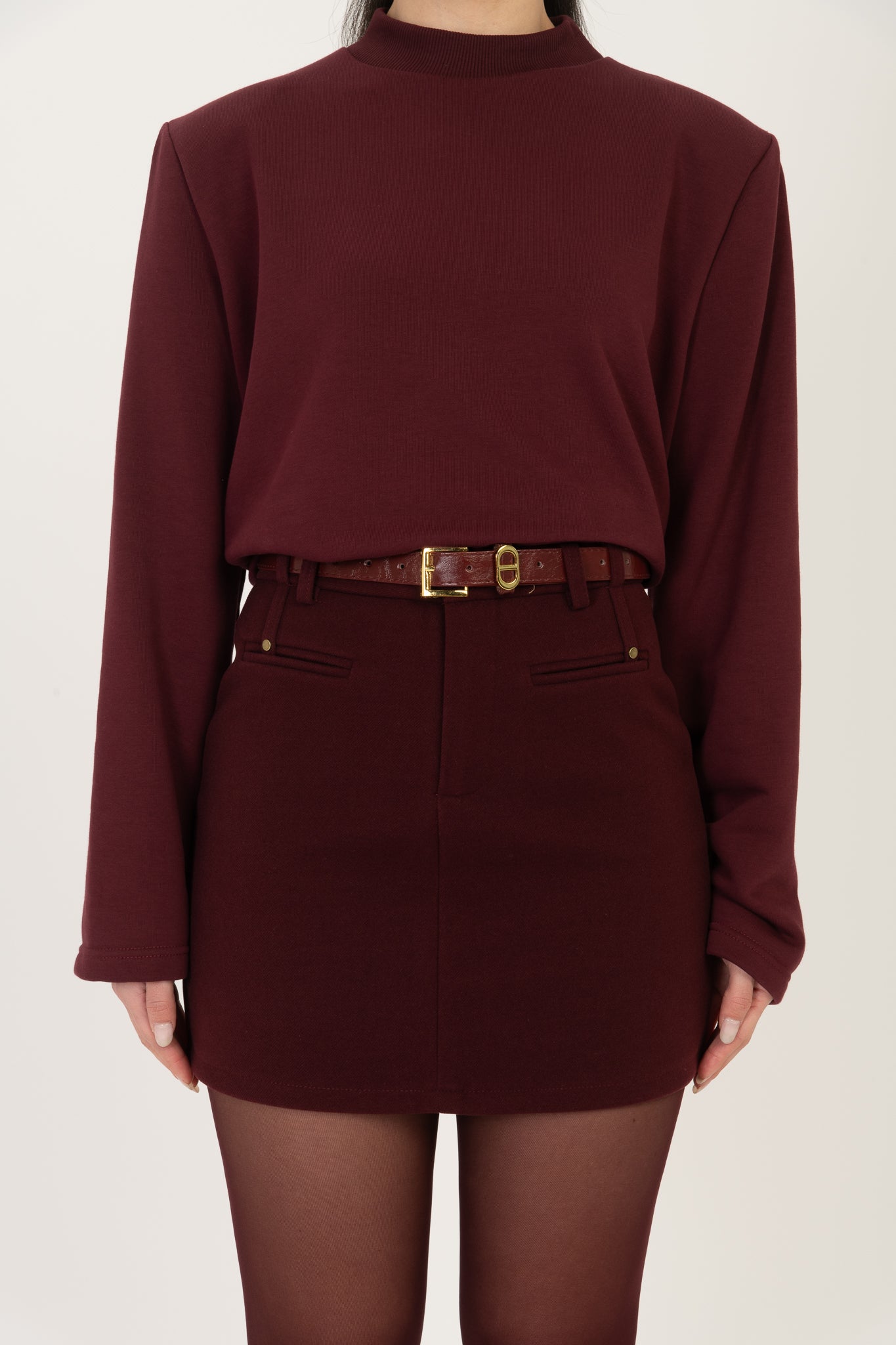 Gonna/Pantaloncino ‘IN PANNO CON CINTURA’ Bordeaux