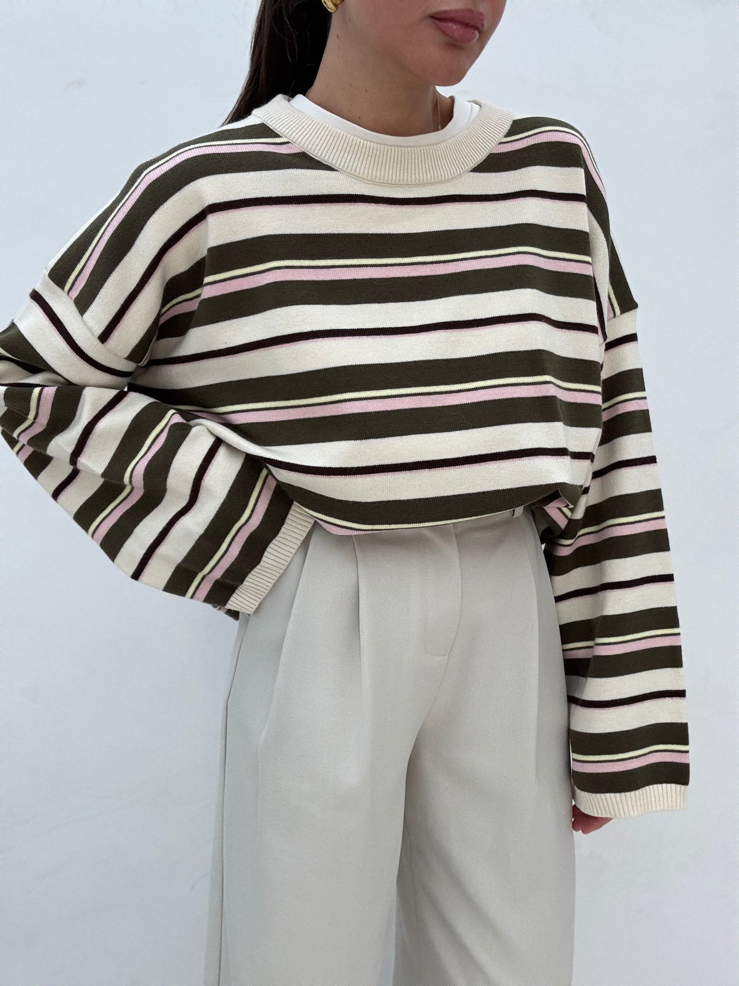 Maglione ‘GIROCOLLO A RIGHE’ Base Panna