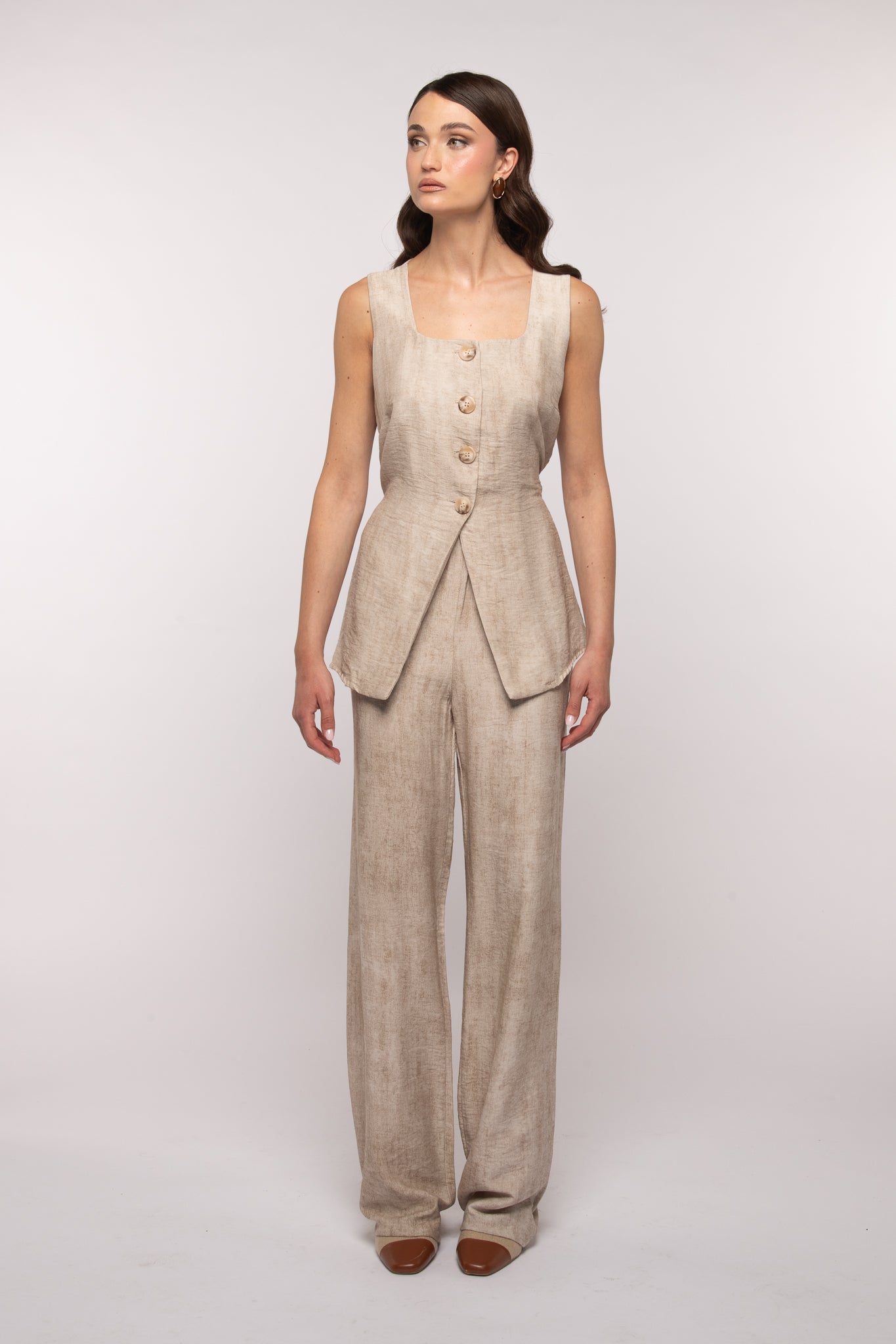 Coordinato ‘SIMIL LINO’ gilet+pantalone Beige