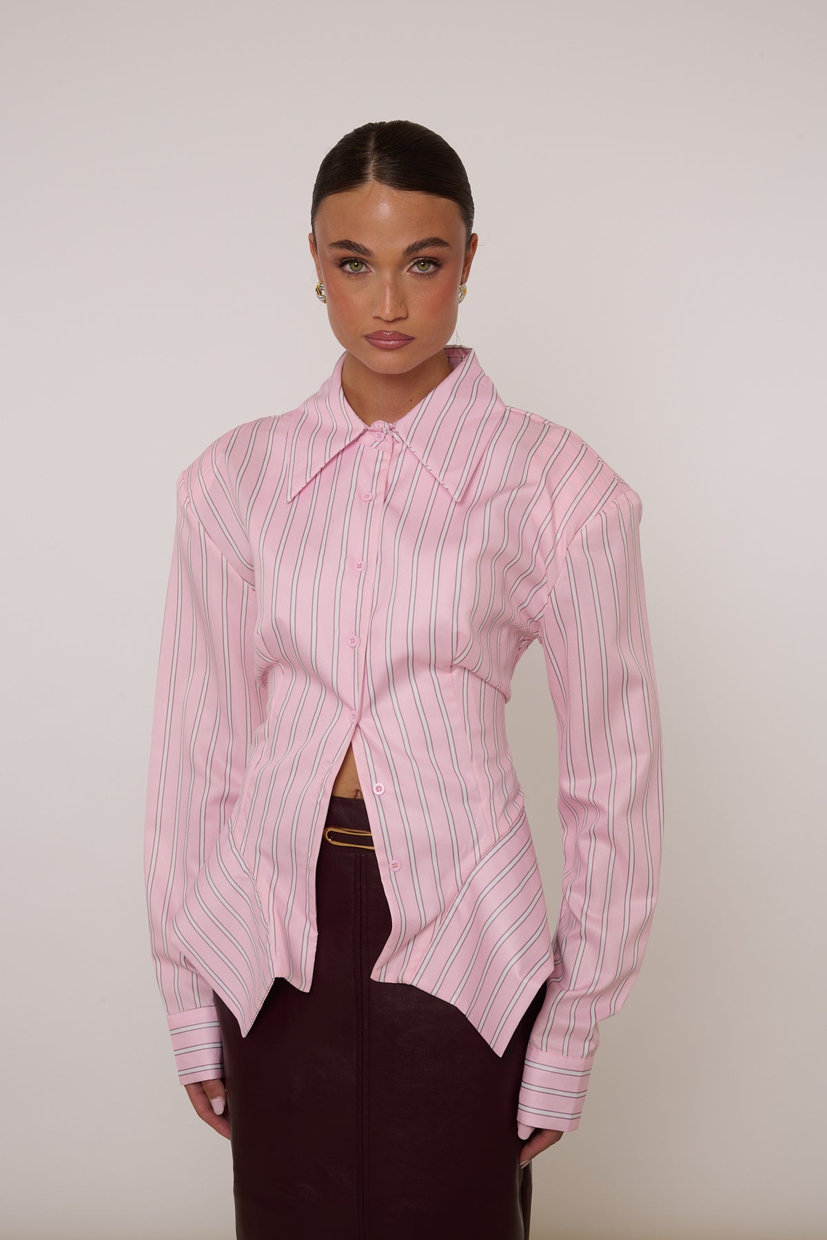 Camicia ‘ROUCHES’ a righe Rosa