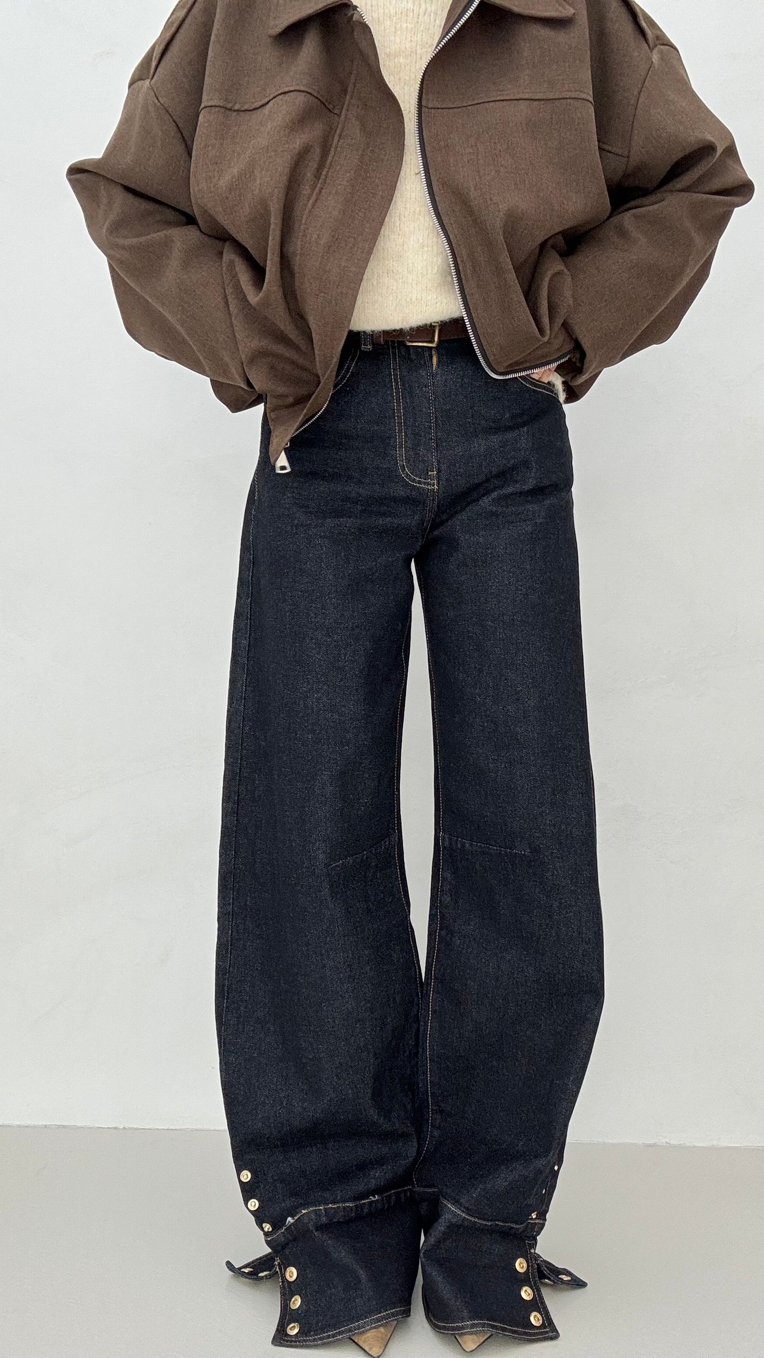 Jeans ‘BAGGY’ piegone con bottoncini Lavaggio Zero