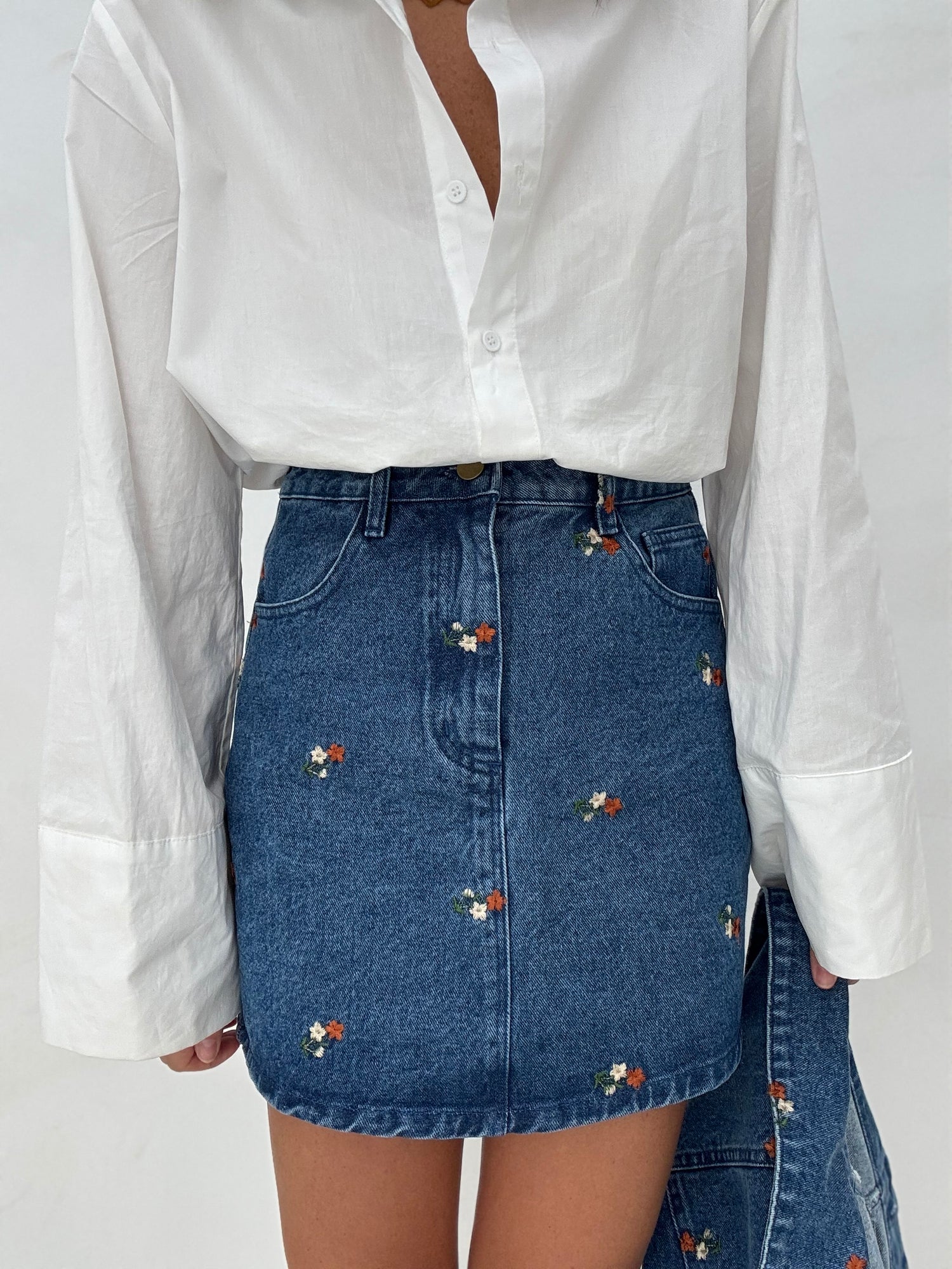 Gonna ‘FIORELLINI’ in Denim