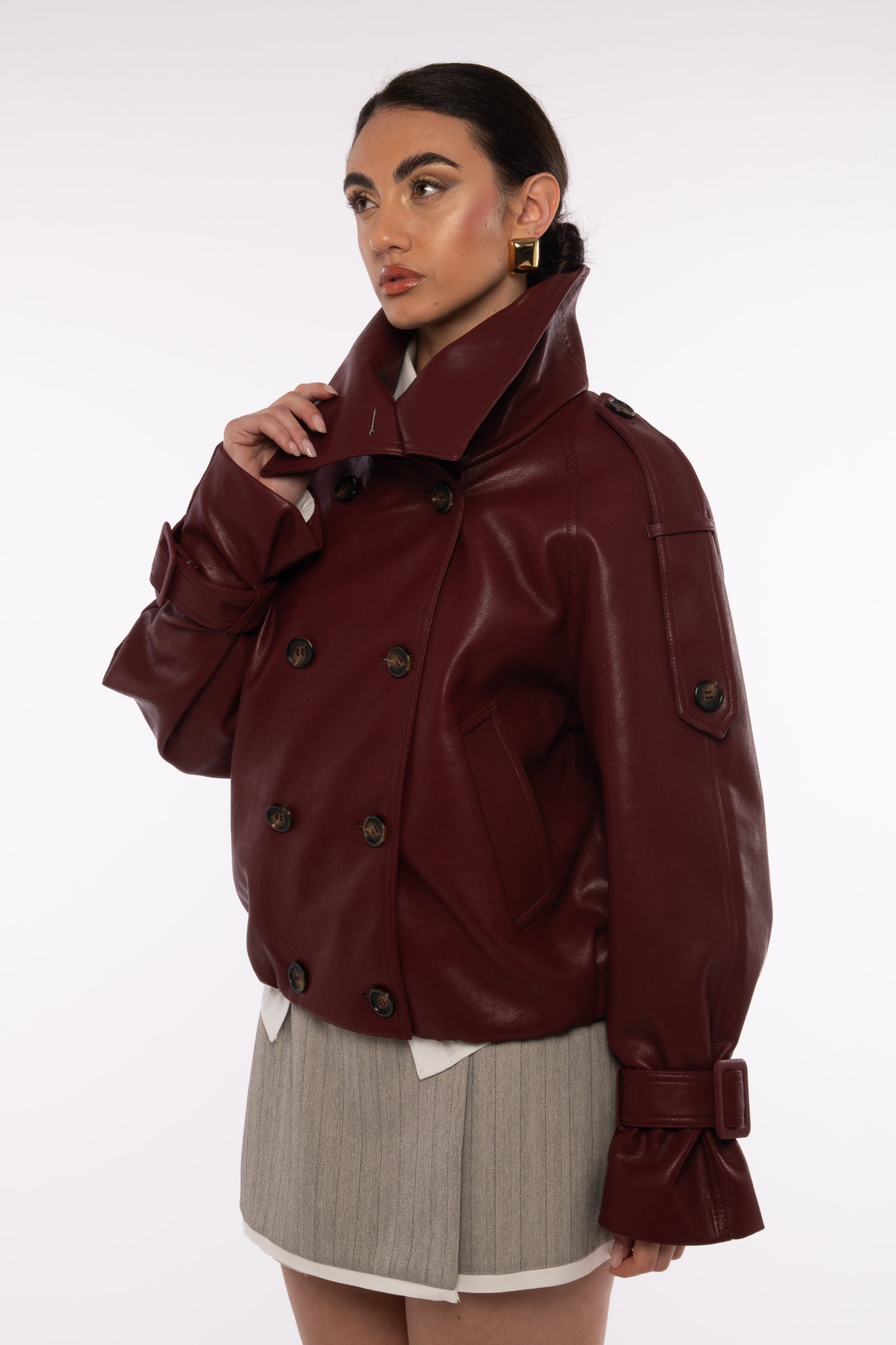 Bomber/Chiodo ‘6 BOTTONI’ Ecopelle Bordeaux