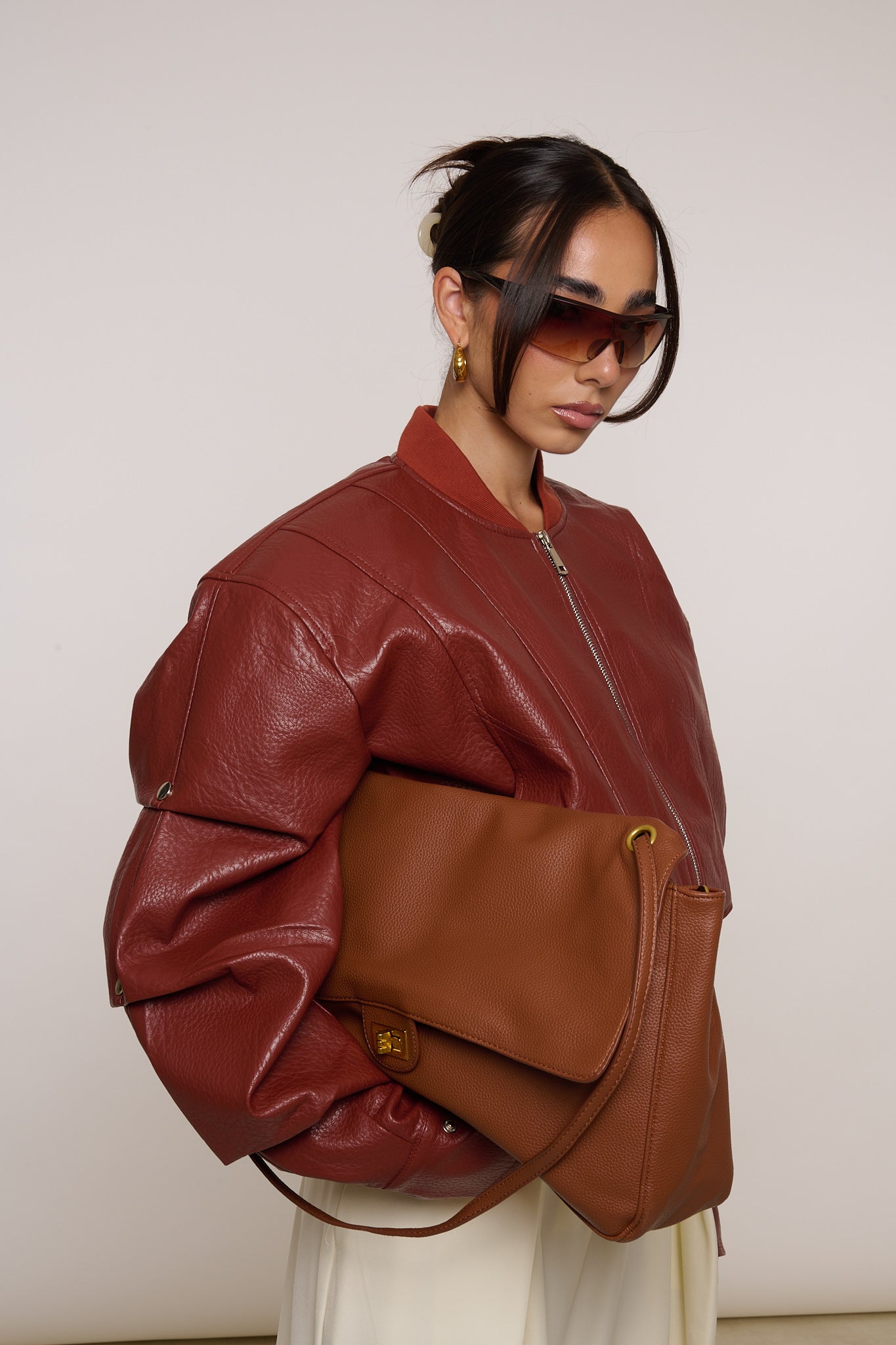 Borsa ‘MAXI’ in ecopelle Cuoio