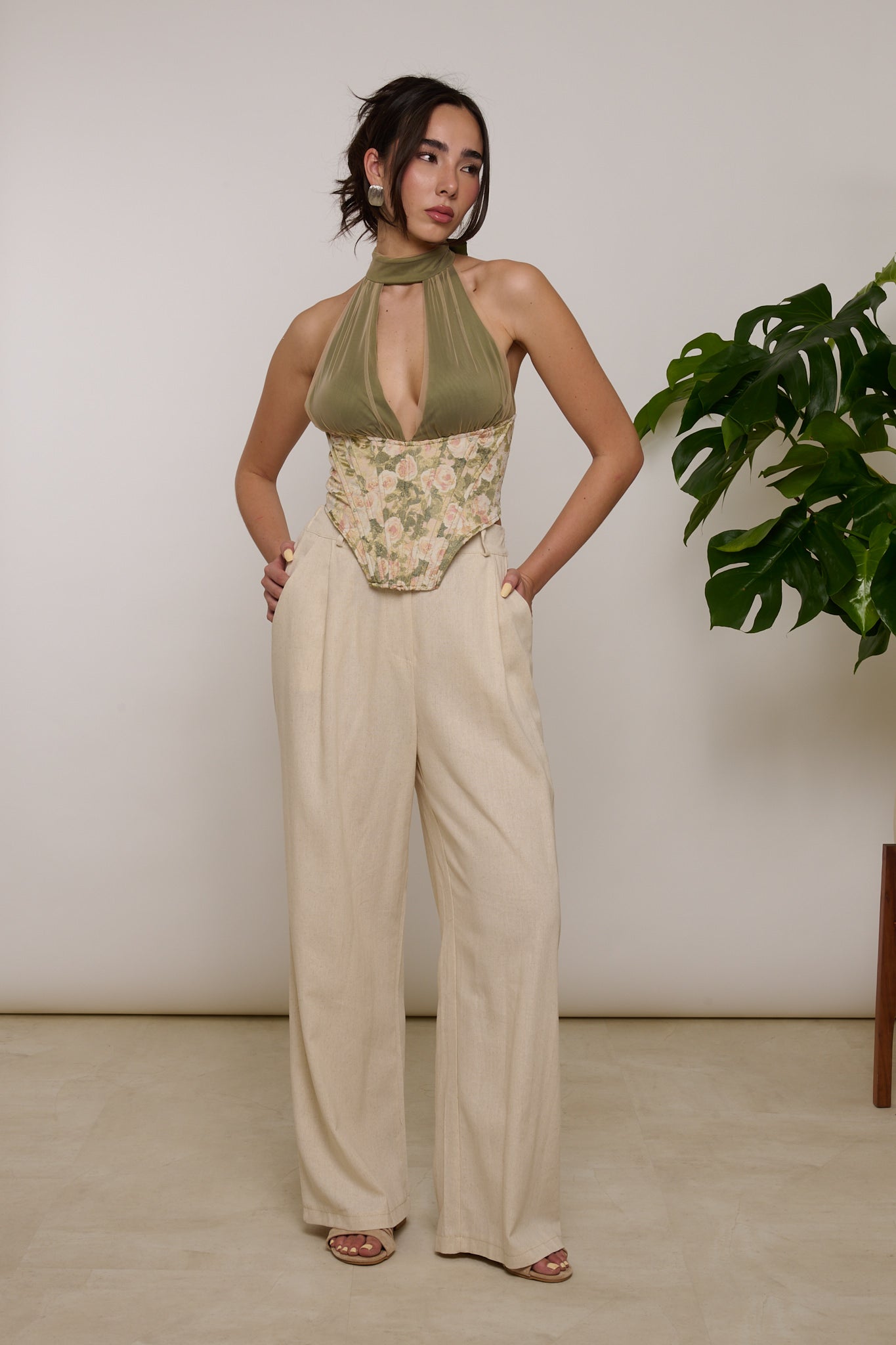 Pantalone ‘DOPPIO BOTTONE’ 55% Lino Beige