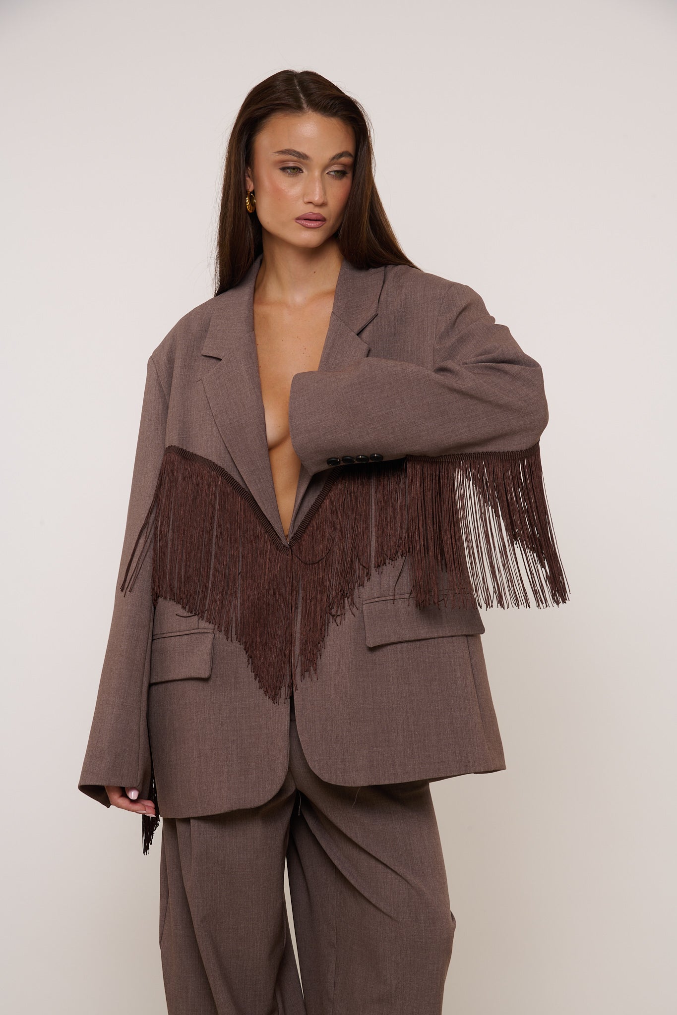Blazer ‘FRANGE’ By Lumina Cacao Chiaro