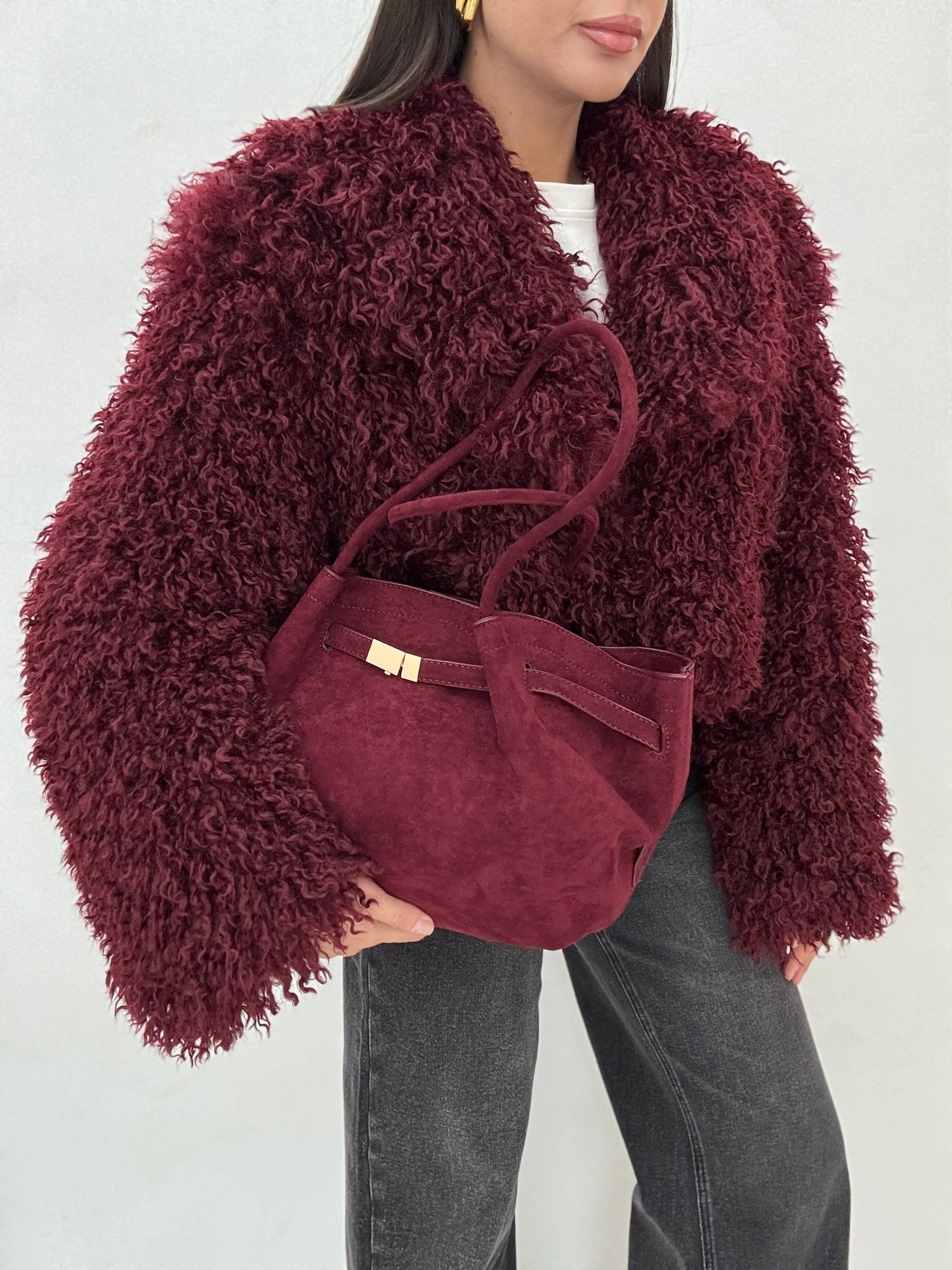 Eco pelliccia ‘MONGOLIA’ Bordeaux