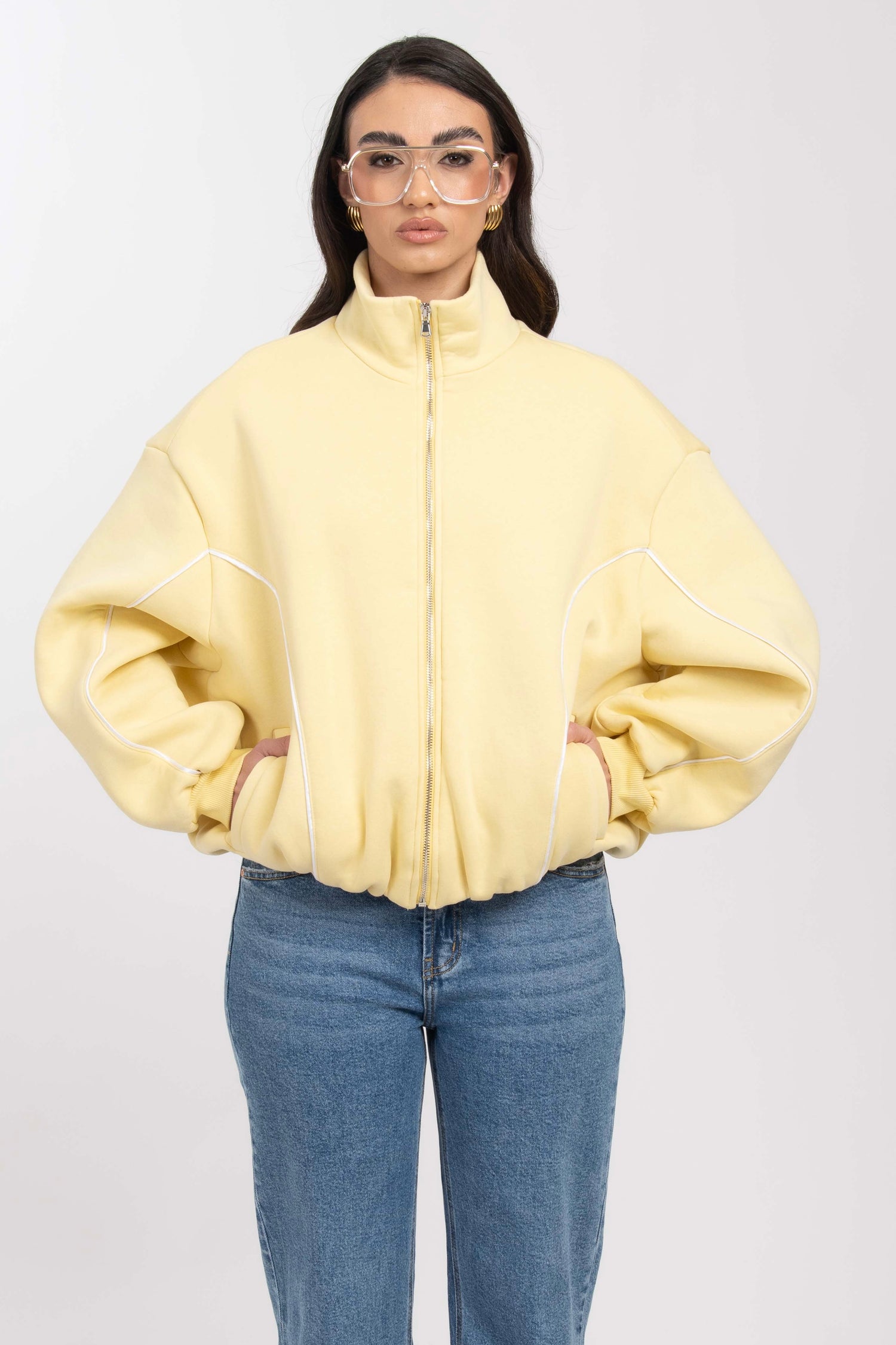 Felpa con zip ‘COLLO ALTO’ BY LUMINA’ Gialla