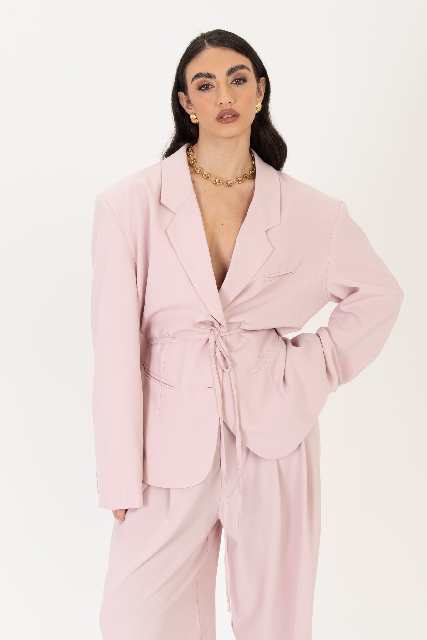 Tailleur ‘GIACCA ABBOTTONATURA ASIMMETRICA E FUSCIACCA’ Rosa