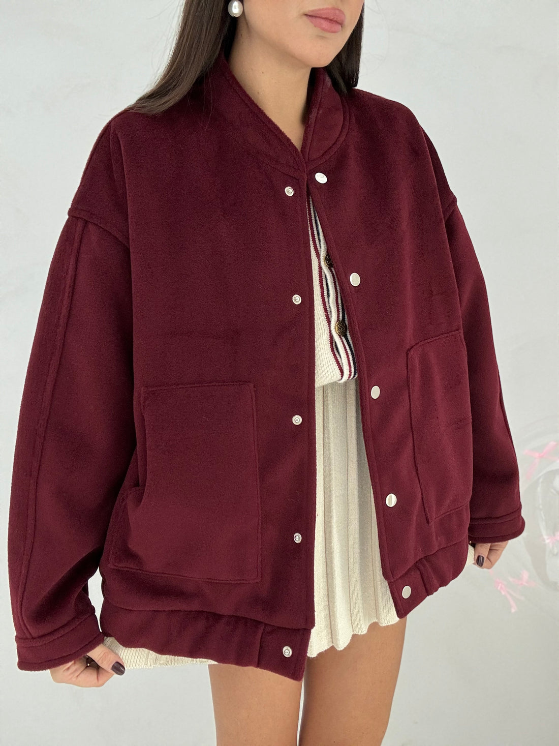 Bomber ‘MAI SENZA’ in panno Bordeaux