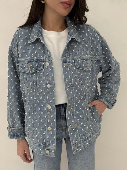 Giacca ‘SFRANGIATA’ in Denim con Strass