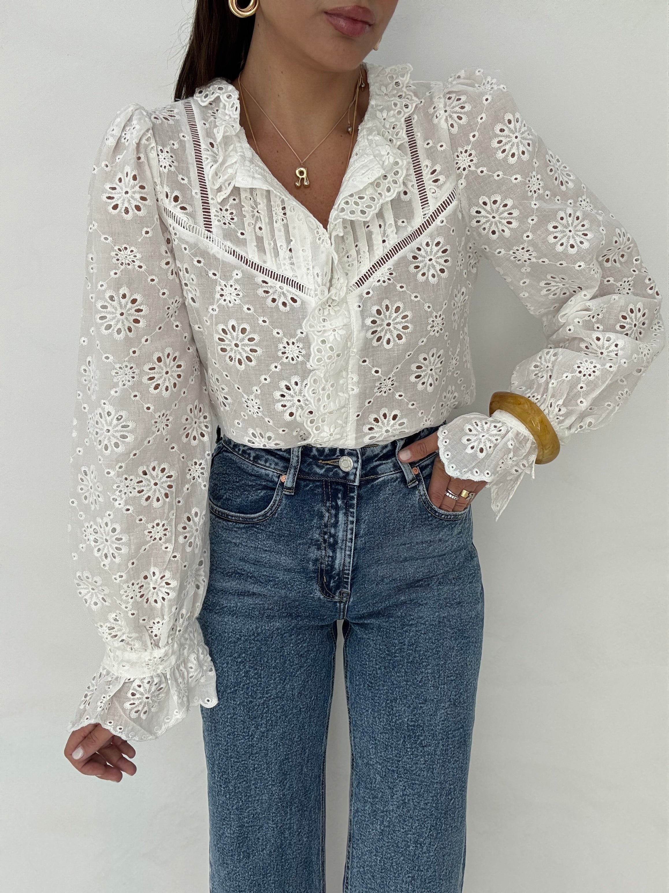 Camicia ‘PIZZO SANGALLO’ Bianca