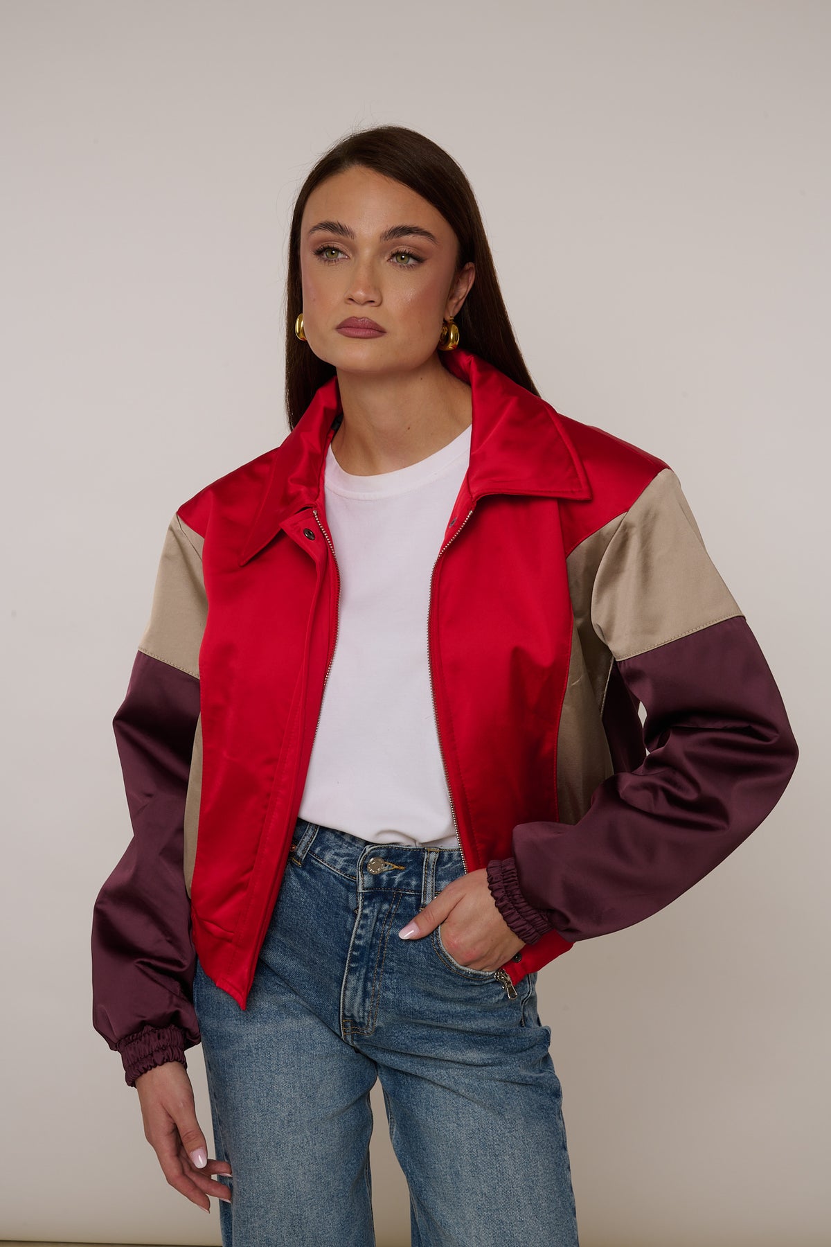 Bomber ‘SATIN’ By Lumina base Rossa