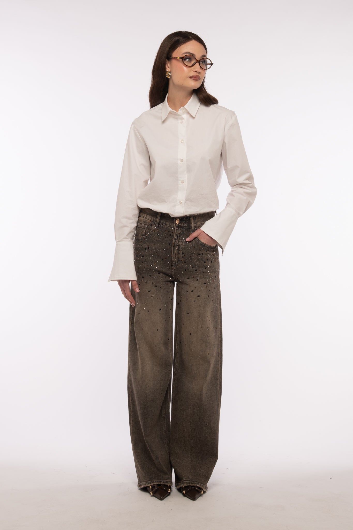 Jeans ‘DIAMANTINI’ Cacao Slavato