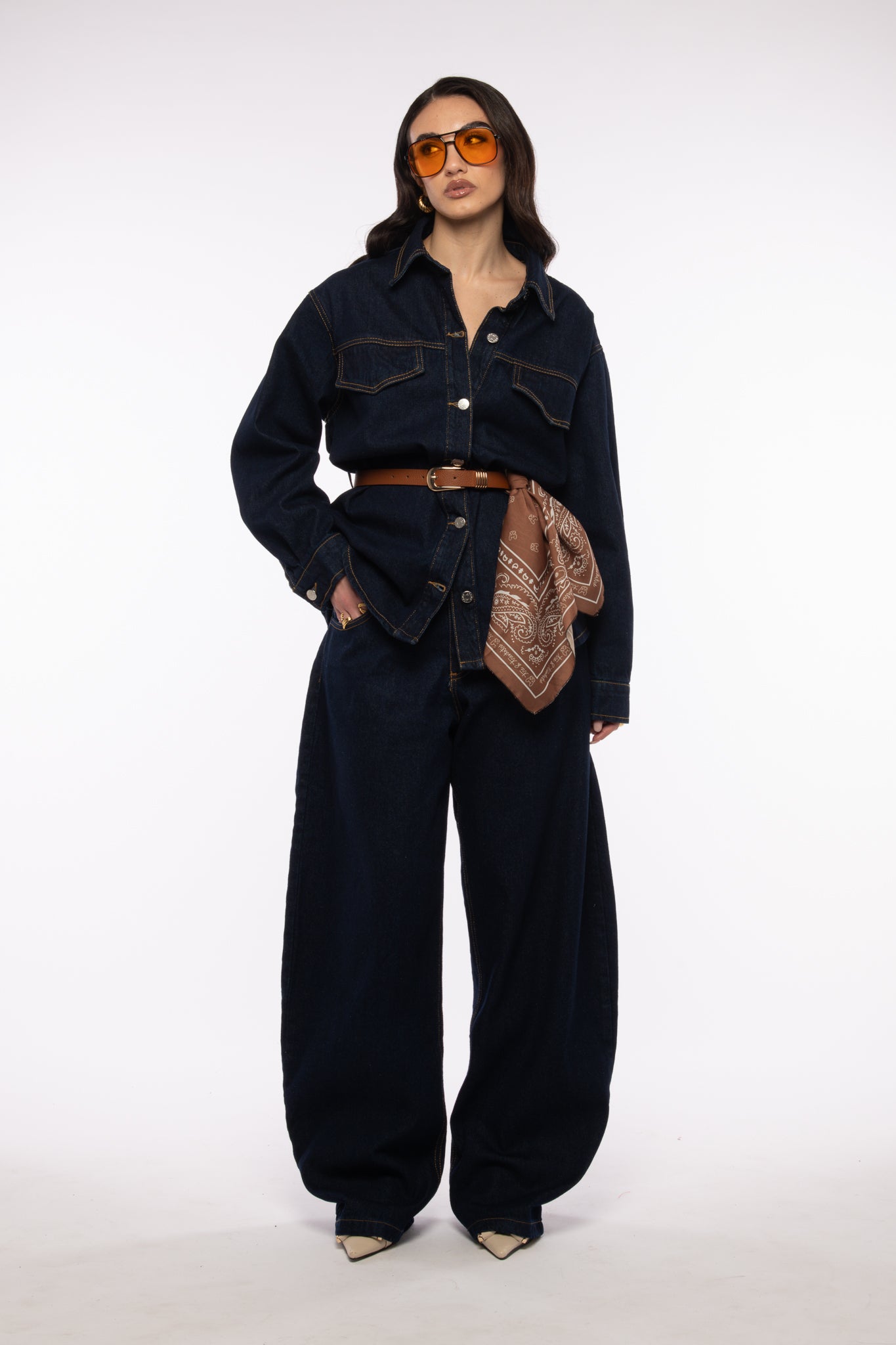 Jeans ‘BALLON’ con tasche in ecopelle Lavaggio Zero