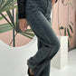 Jeans con banda ecopelle laterale