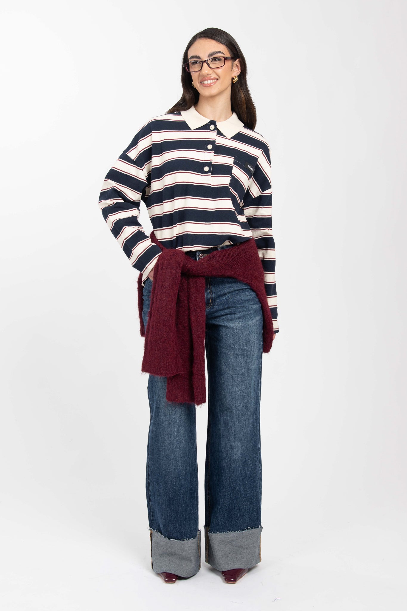 Maglia/Polo righe Blu Notte e Panna By Lumina