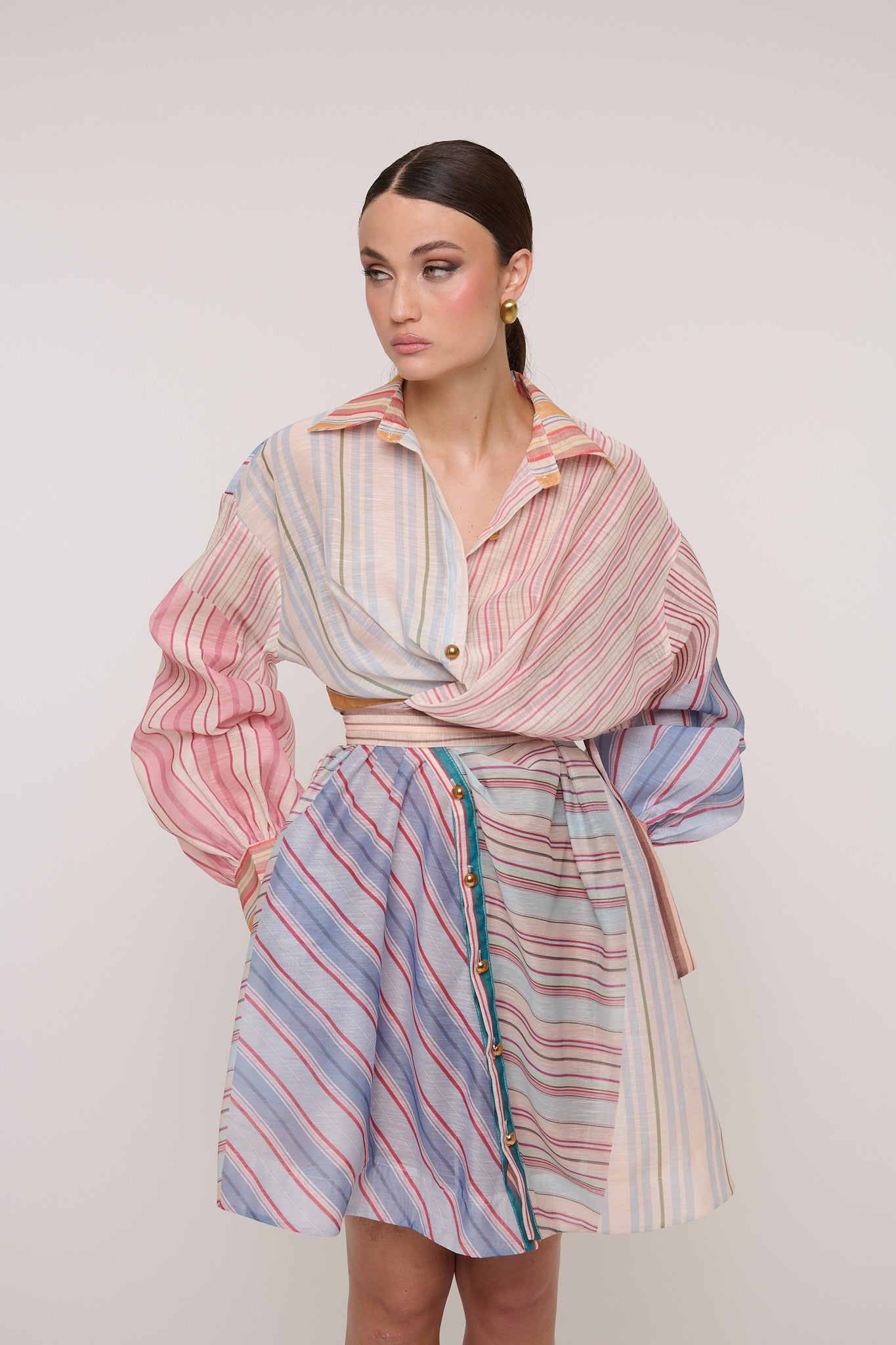 Abito ‘RIGHE MULTICOLOR’ Simil Lino