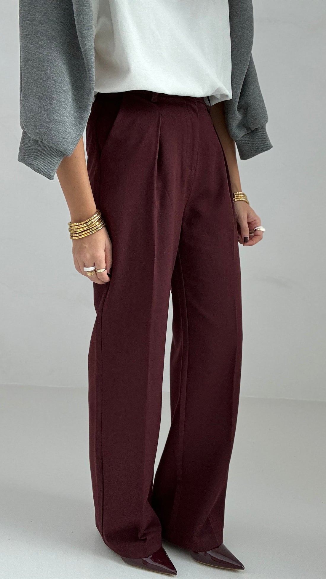 Pantalone con pence Bordeaux Scuro