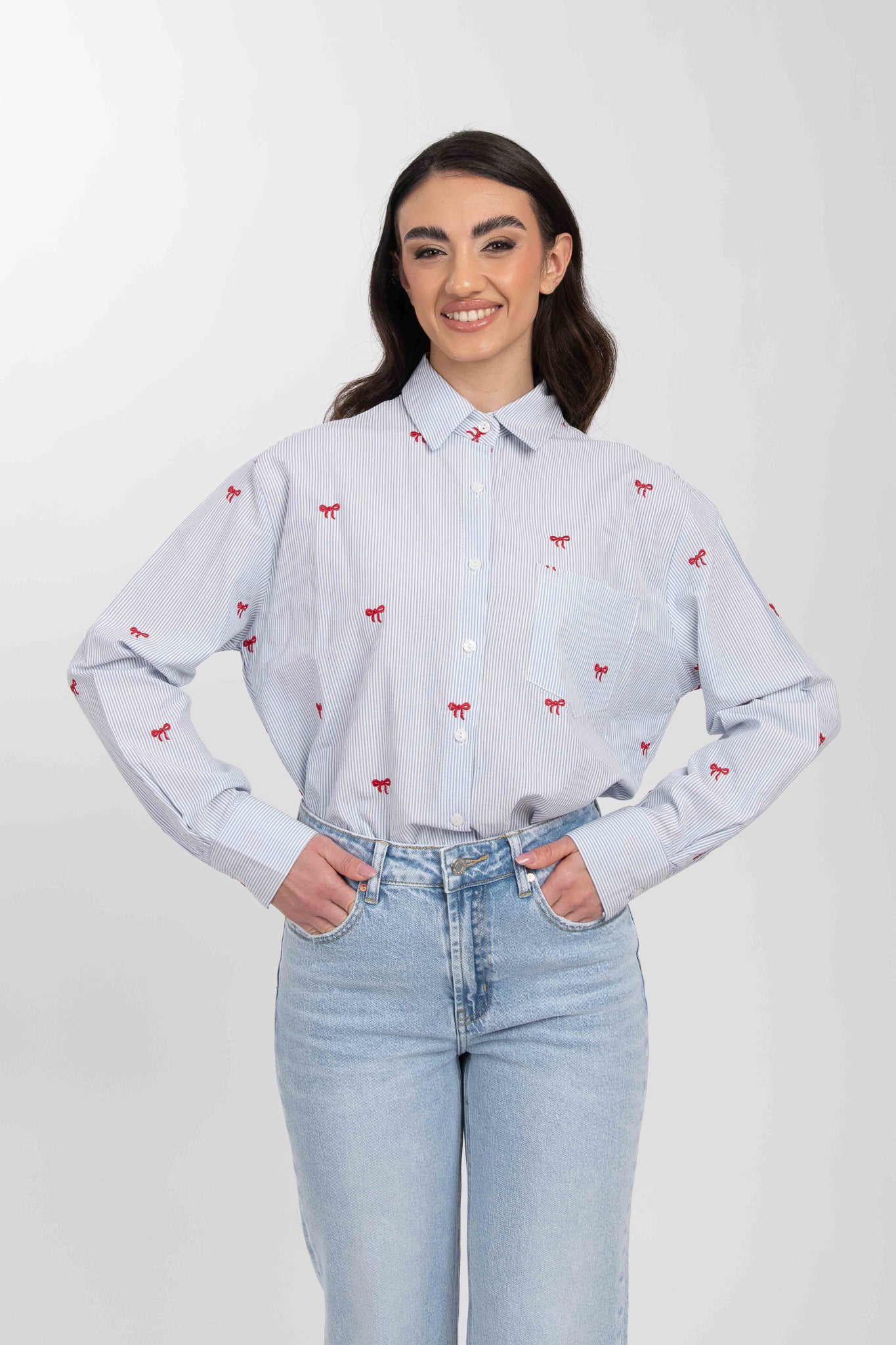 Camicia ‘FIOCCHETTI 65%COTONE’ righe Azzurra