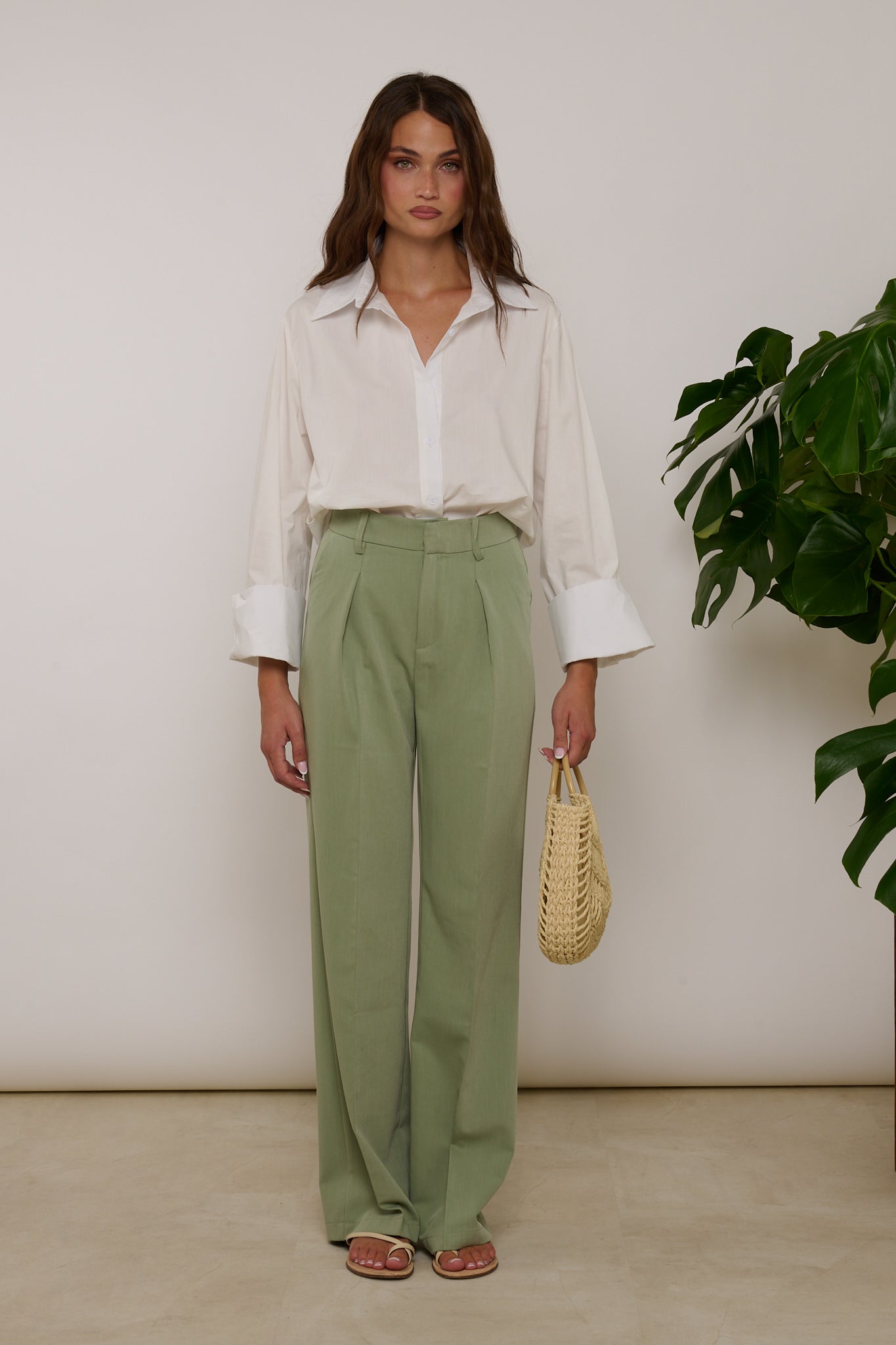 Pantalone con pence Verde Menta