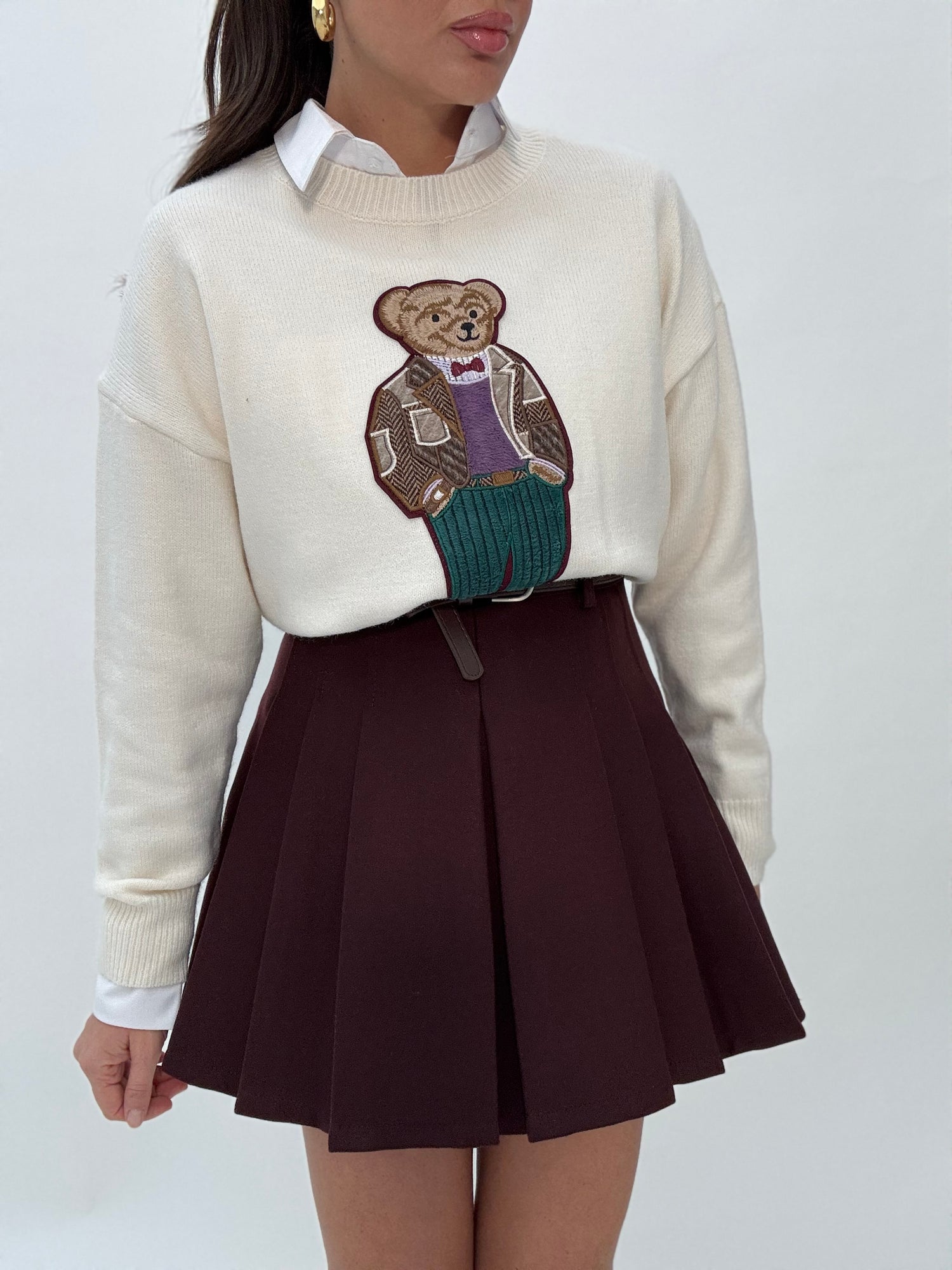 Gonna/Pantaloncino ‘PLISSETTATA CON CINTURA’ Bordeaux