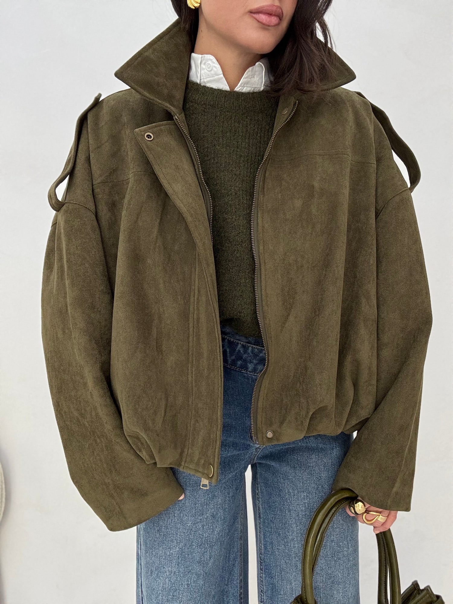Bomber ‘TRENDY IN SUEDE’ Verde Militare