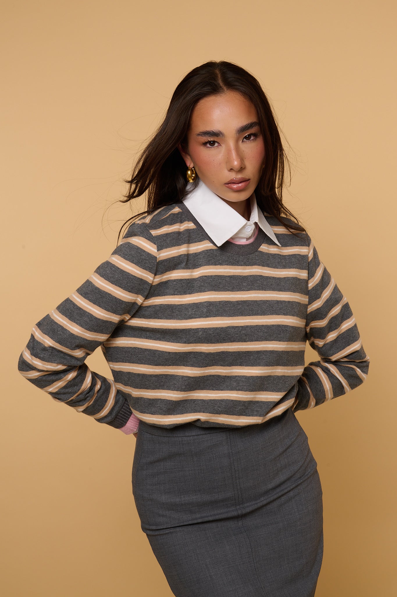 Maglione Doppio Colletto ‘60% COTONE’ By Lumina Grigio