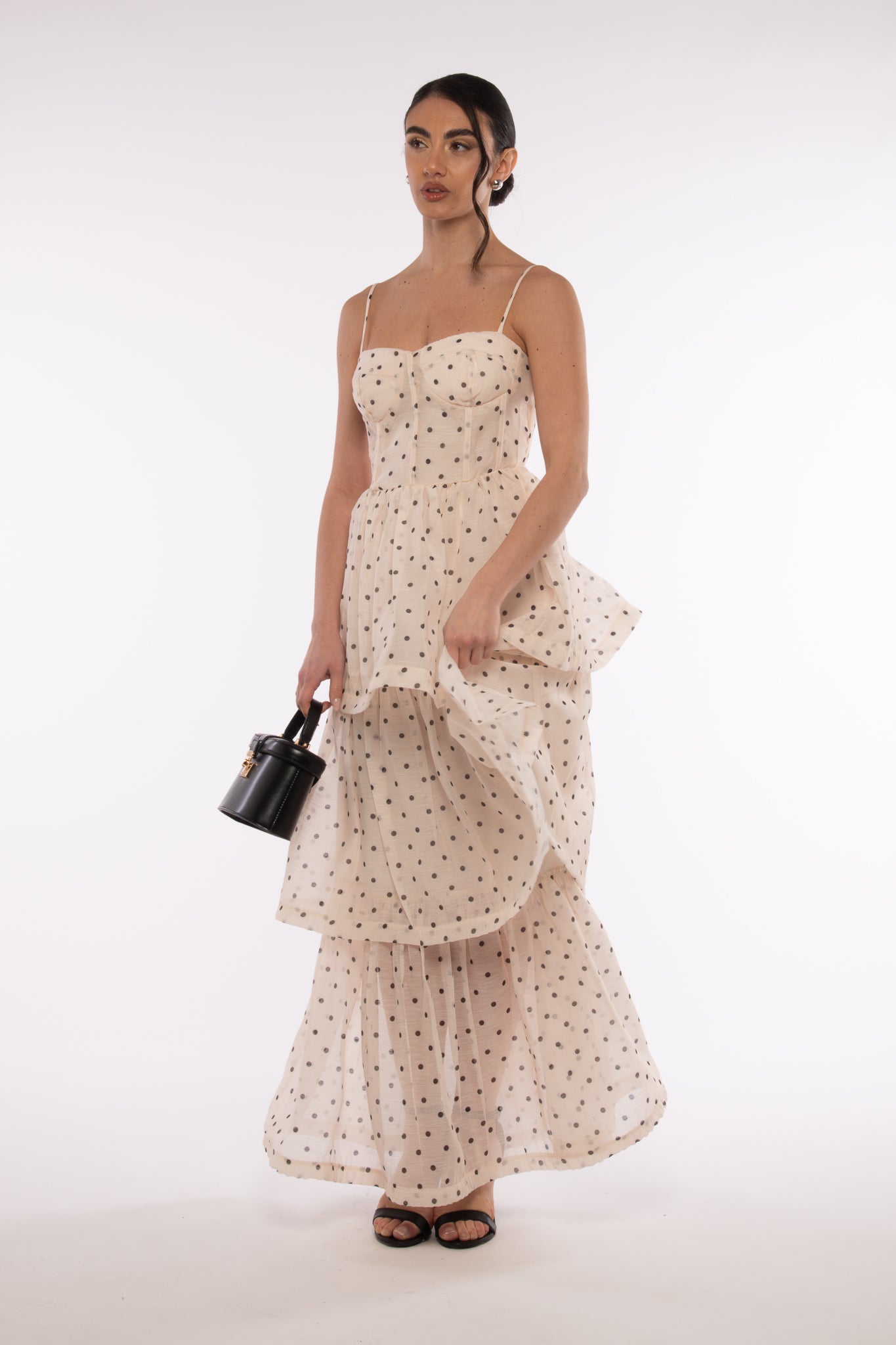 Abito ‘POIS’ con balze Panna