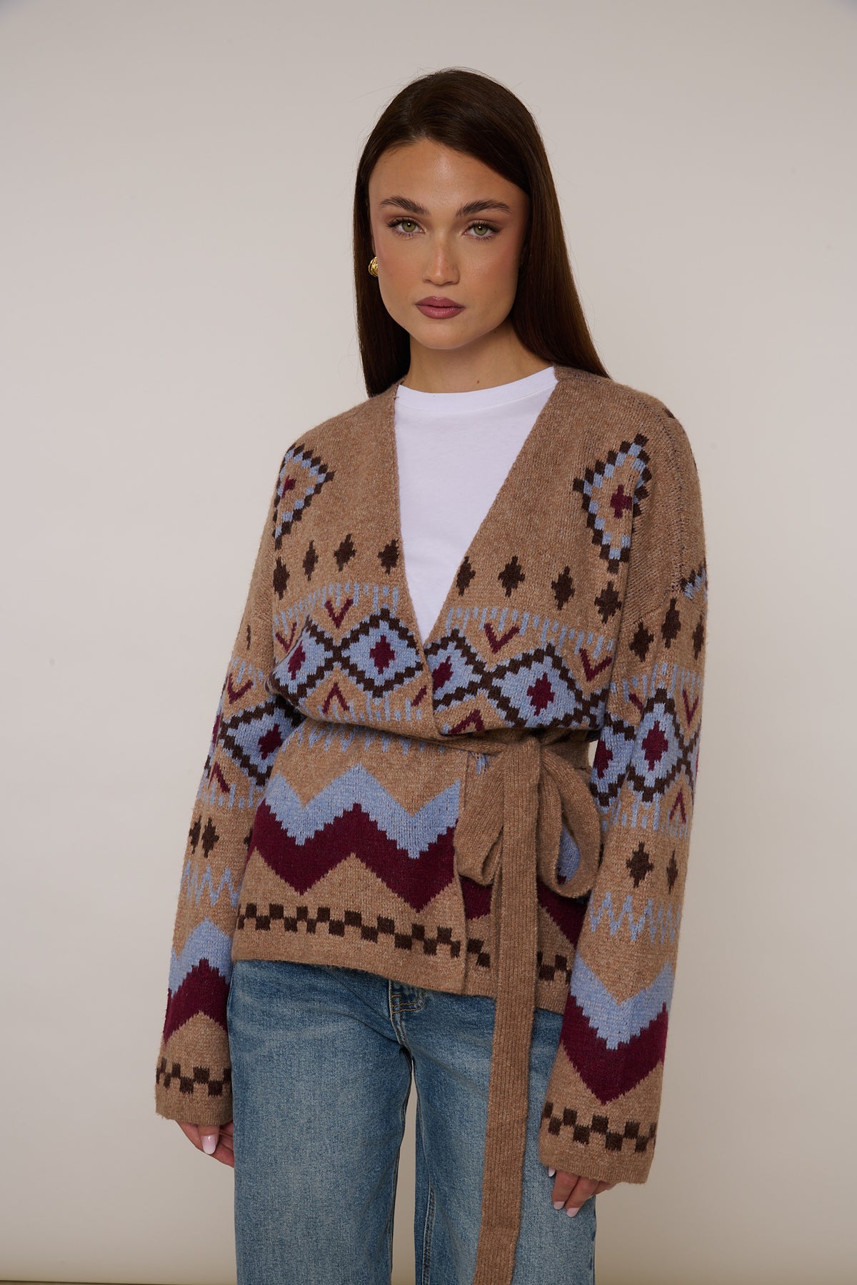 Cardigan ‘ZIG ZAG E ROMBI’ Beige