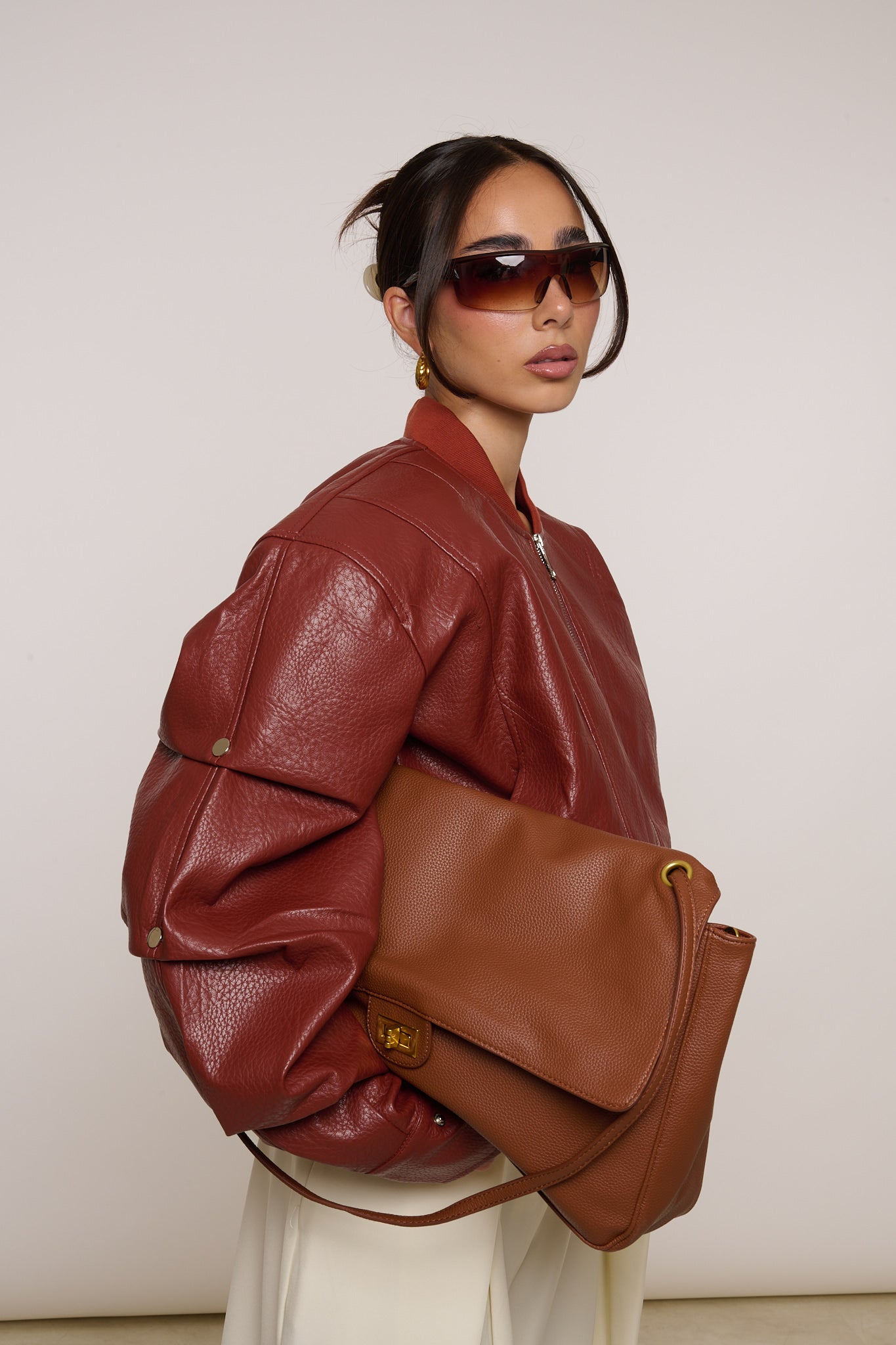 Borsa ‘MAXI’ in ecopelle Cuoio
