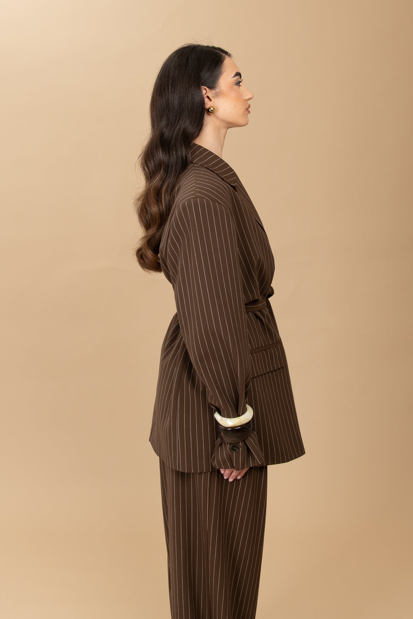 Blazer ‘GESSATO BY LUMINA’ mini cinturino CACAO