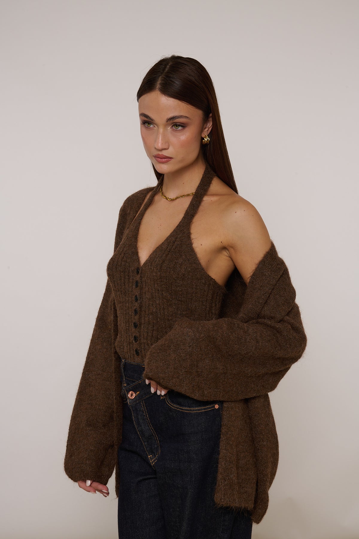 Cardigan+Top Bottoncini Cacao