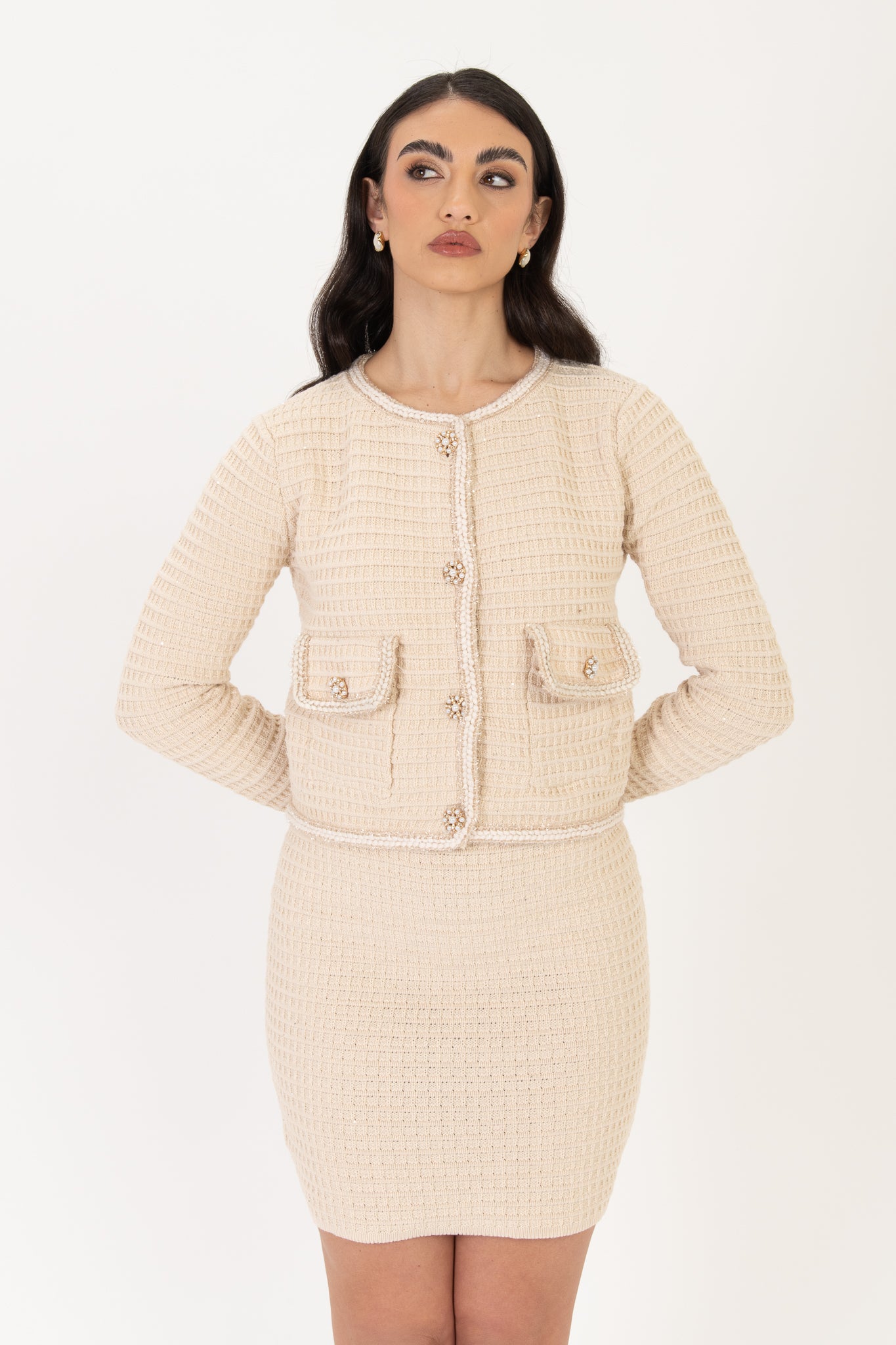 Coordinato ‘UNCINETTO’ Blazer+Gonna Panna