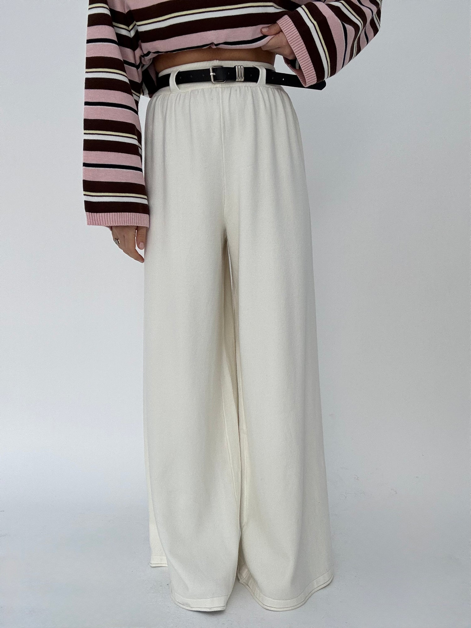 Pantalone ‘LANA RASATA’ con cintura Panna