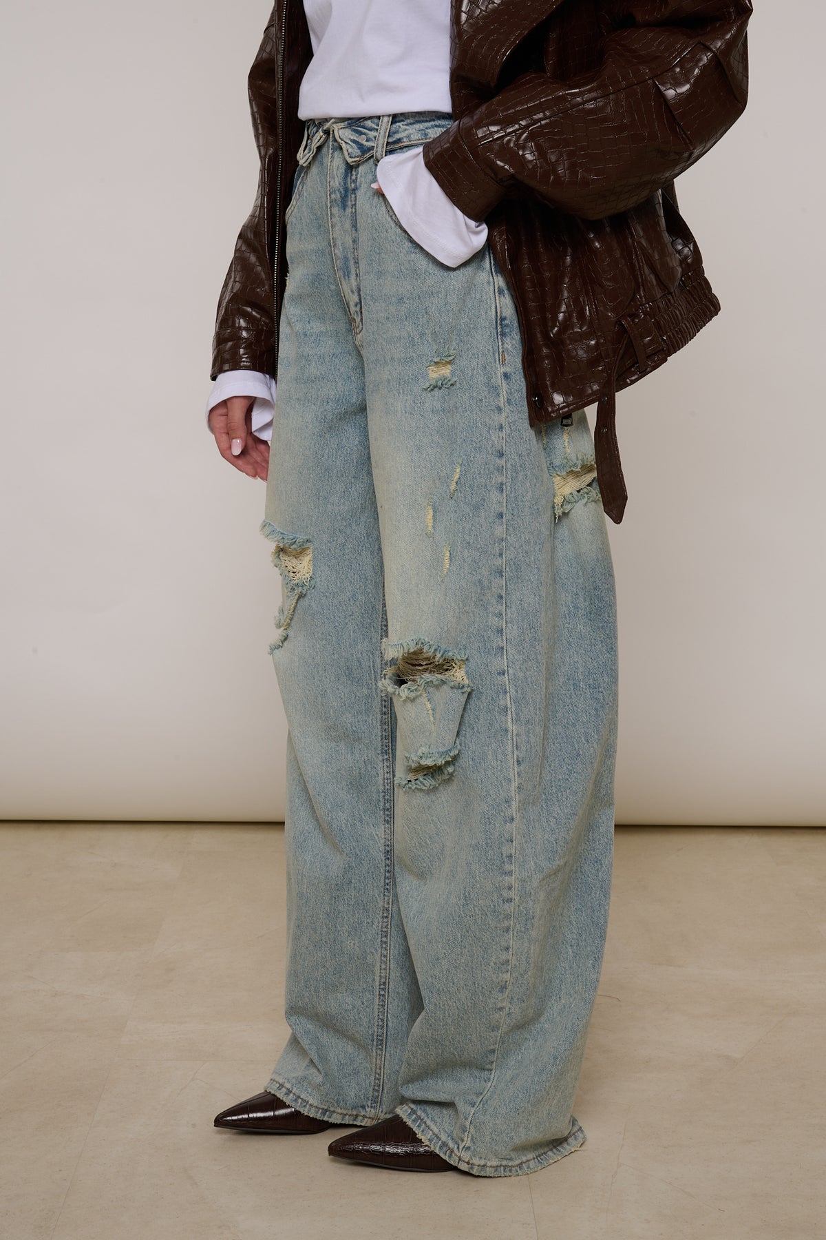 Jeans ‘GIROVITA RISVOLTATO E STRAPPI’ Denim Chiaro