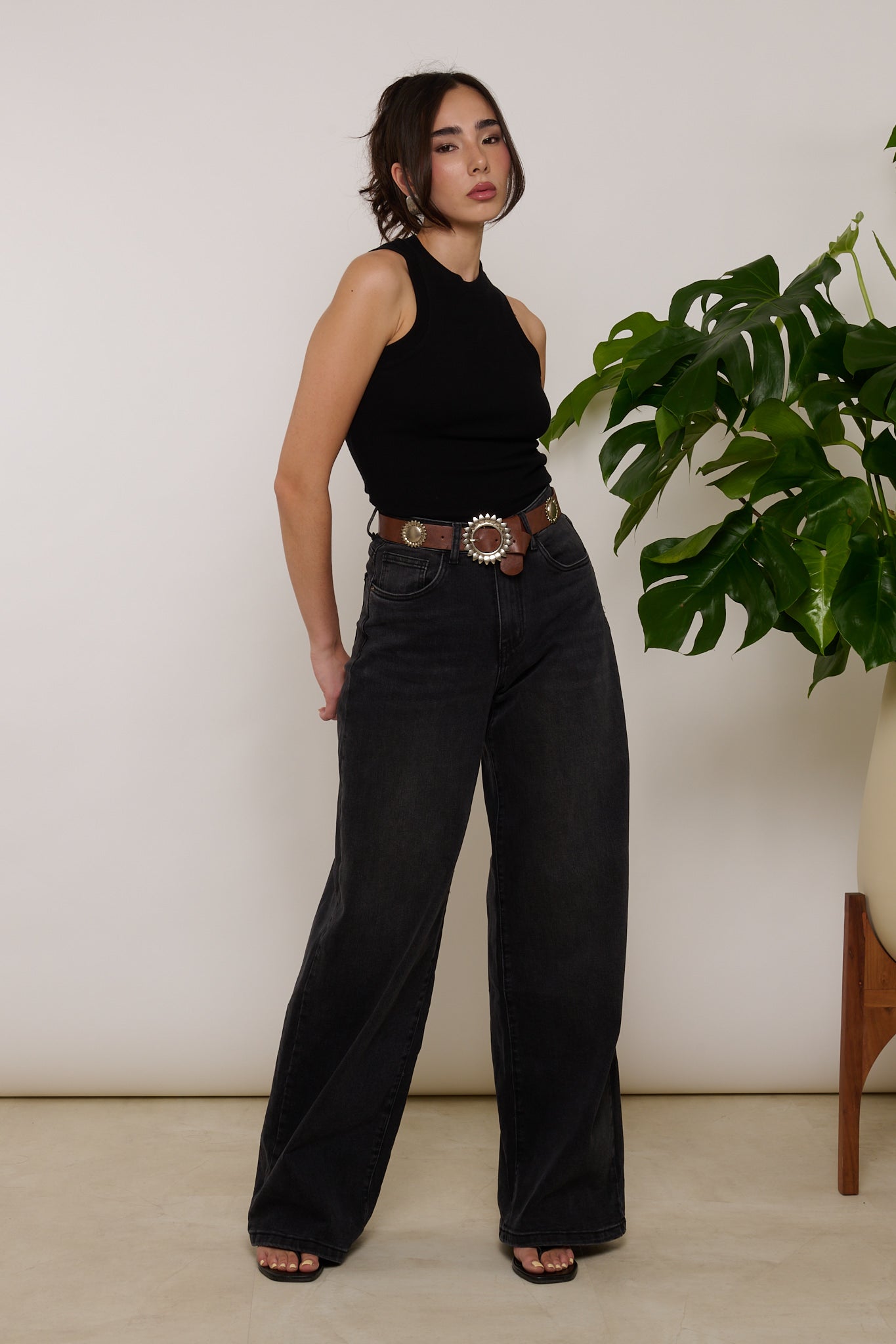 Jeans ‘WIDE LEG+CINTURA SOLE’ Nero