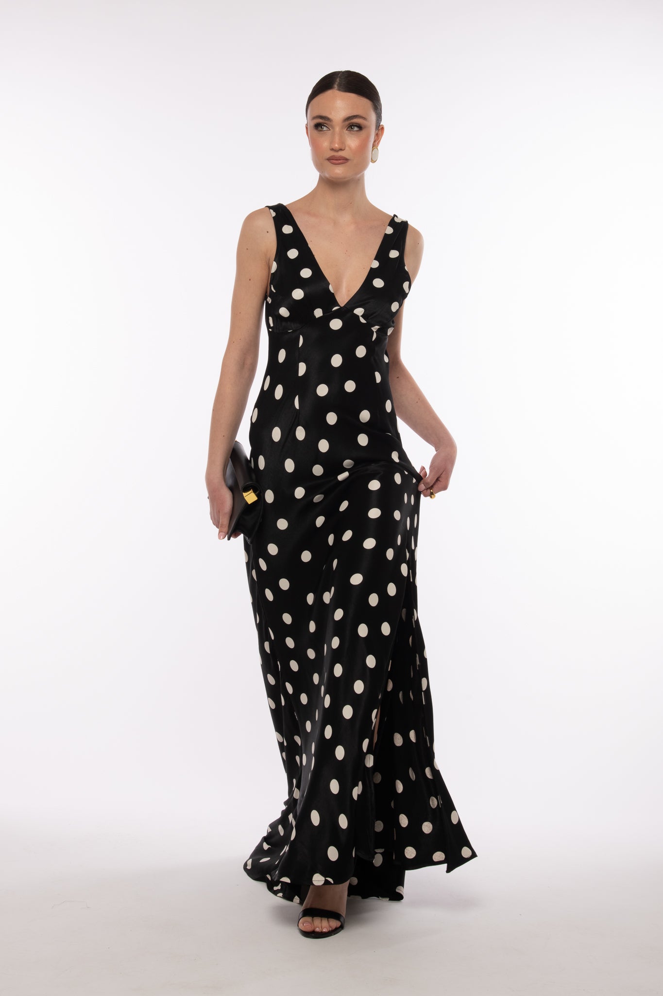 Abito simil raso ‘POIS’ GRACE Nero