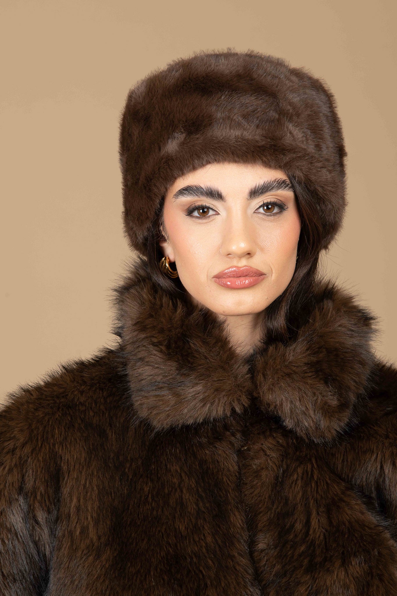 Cappello eco-pelliccia Cacao