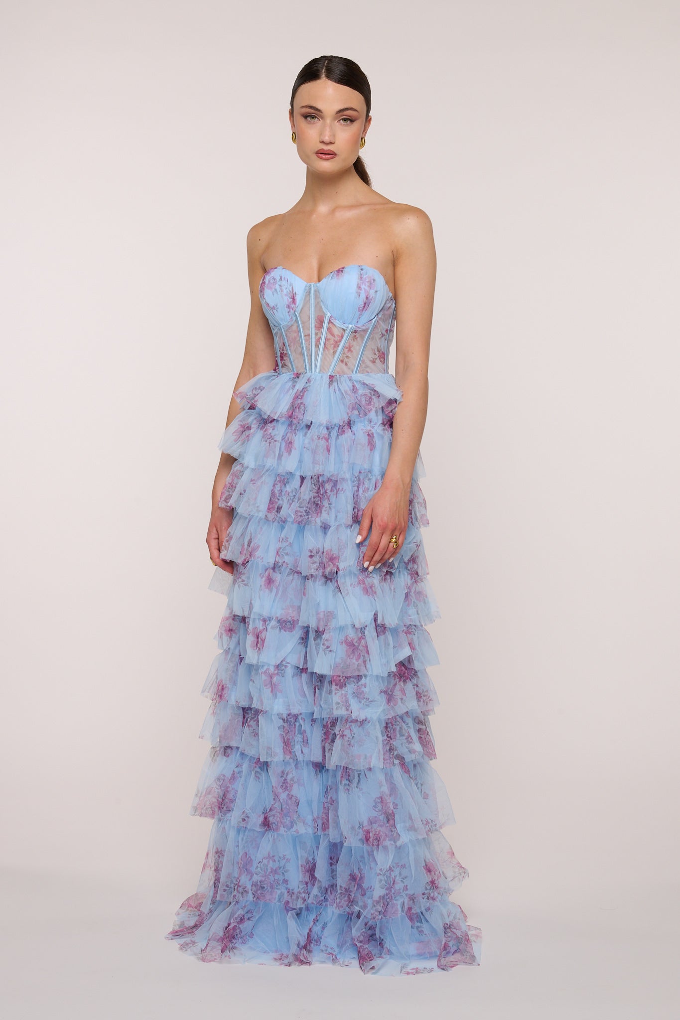 Abito ‘CHARLOTTE’ con Balze Azzurro