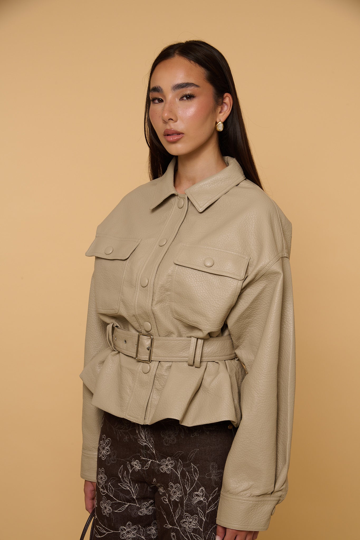 Giacca ‘TASCONI’ Ecopelle Beige