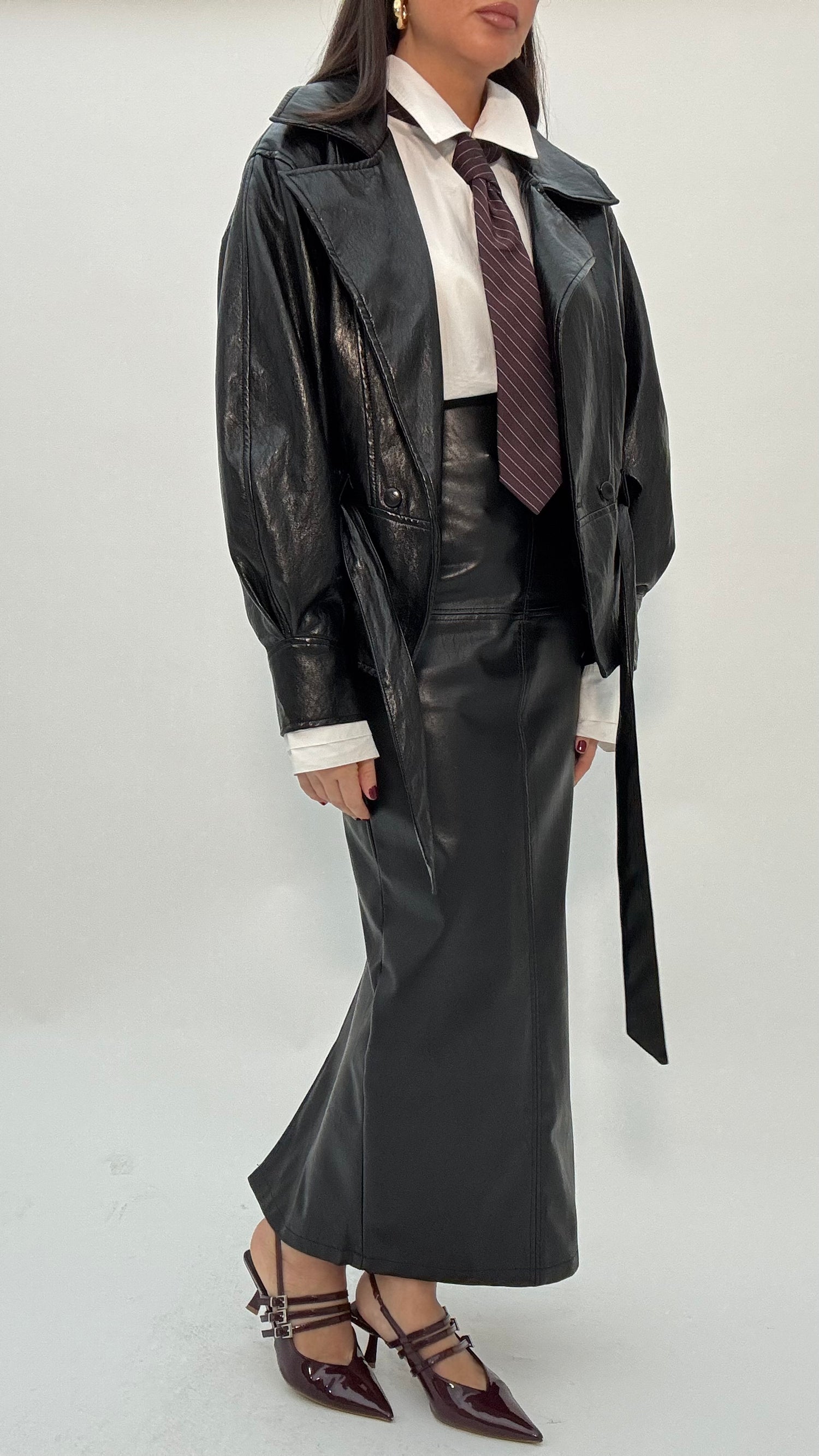 Gonna ‘CUCITURE’ in ecopelle Nera