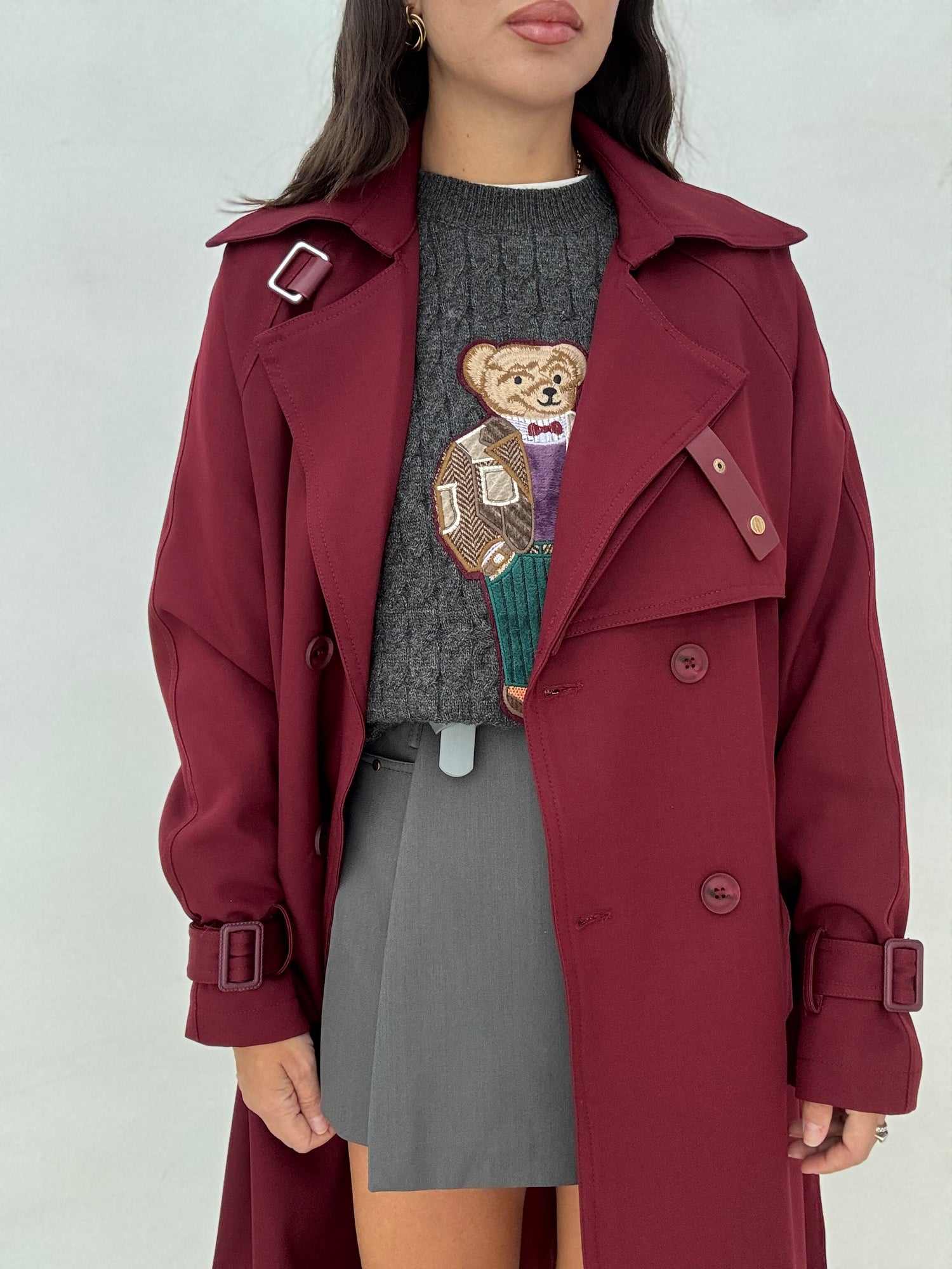 Trench ‘20%COTONE’ dettaglio oro BORDEAUX