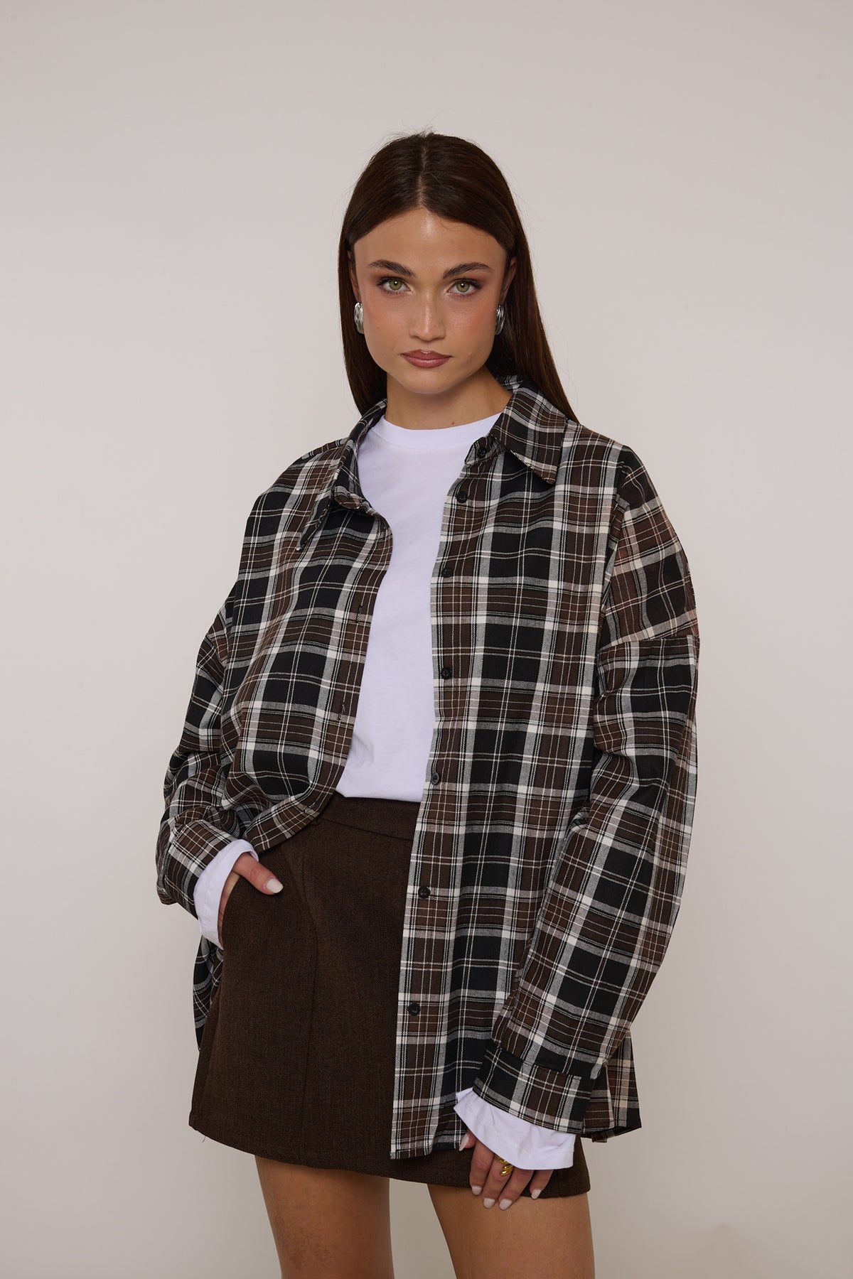 Camicia ‘100%COTONE’ QUADRI Cacao